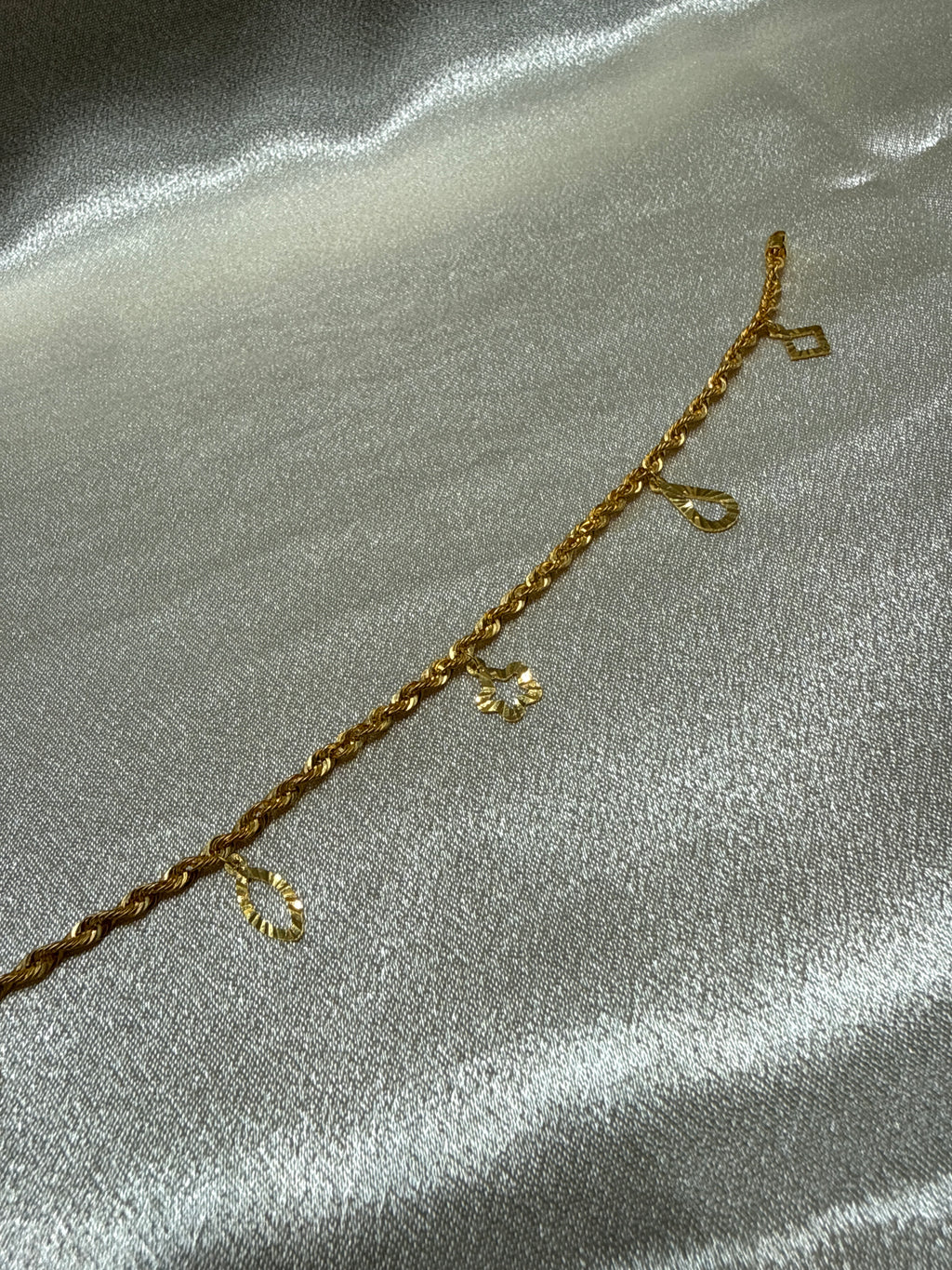 22k Gold Bracelet Twist Design With hanging Charms
