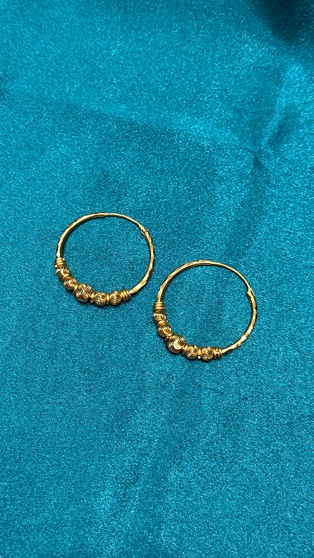 22K Gold Hoops With Designer Beads