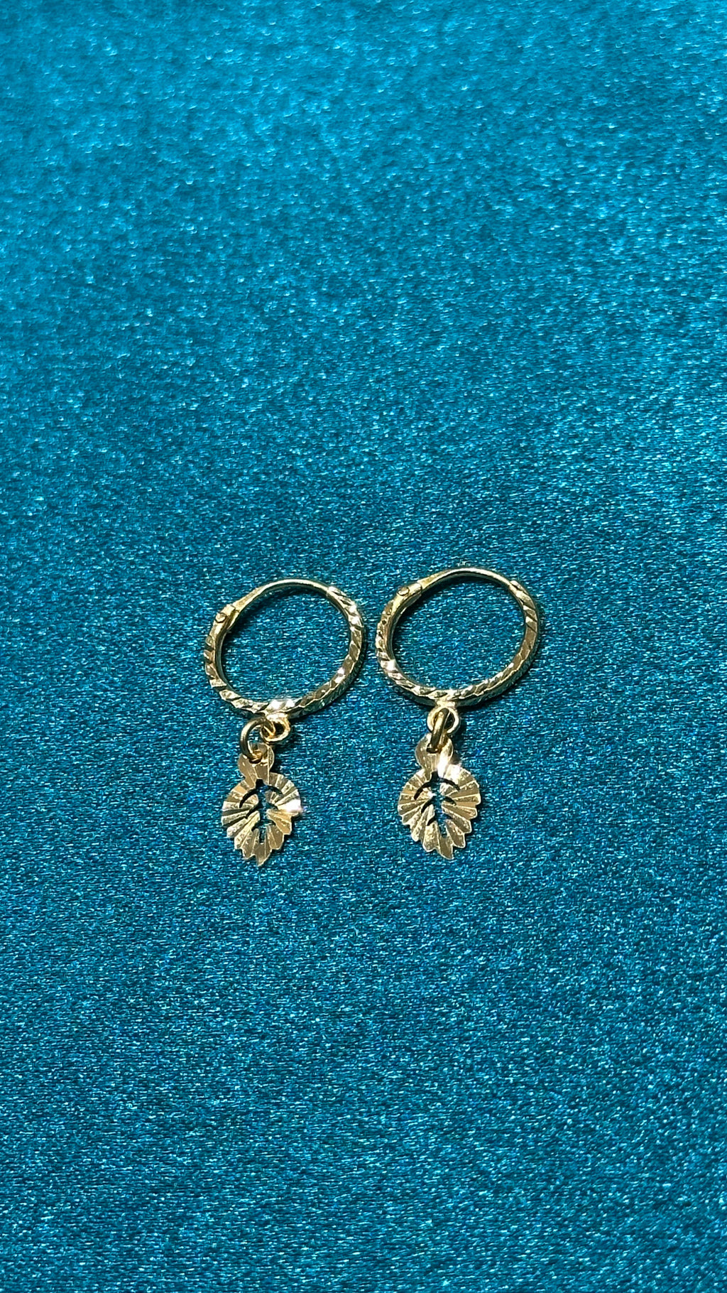 22K Gold Hoops With Fancy Hanging Charm