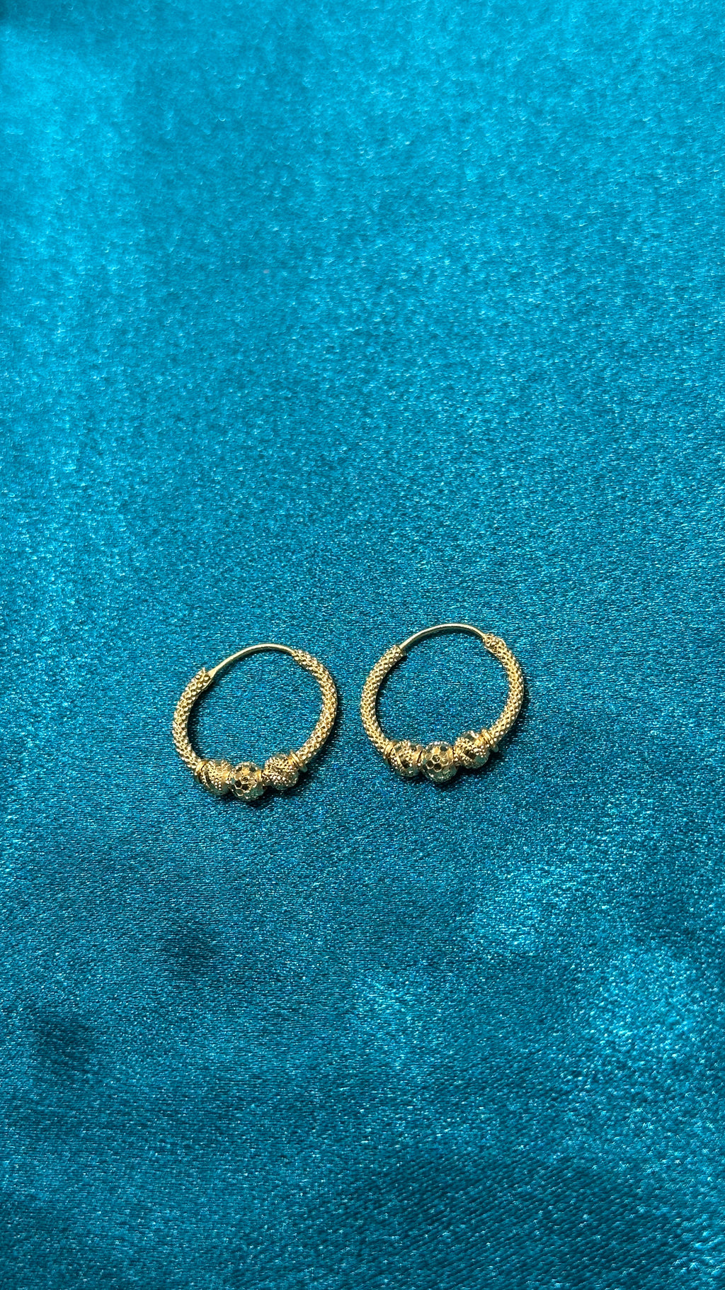 22K Fancy Gold Hoops With Triple Designer Beads