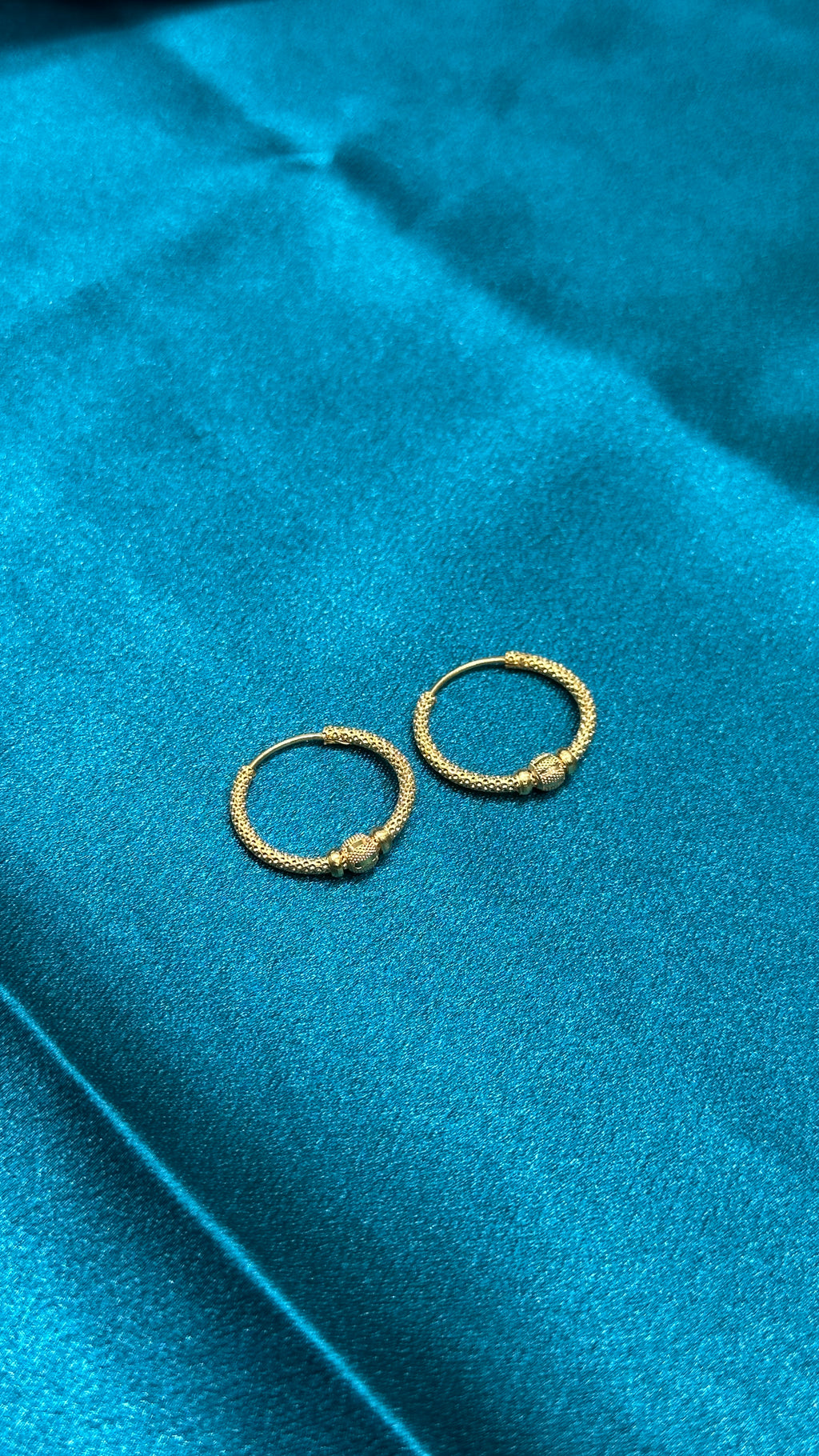 22K Fancy Gold Hoops With Single Designer Bead