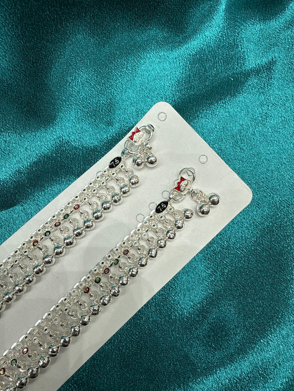 Kids fancy silver anklets (Size: 10-12 year old)