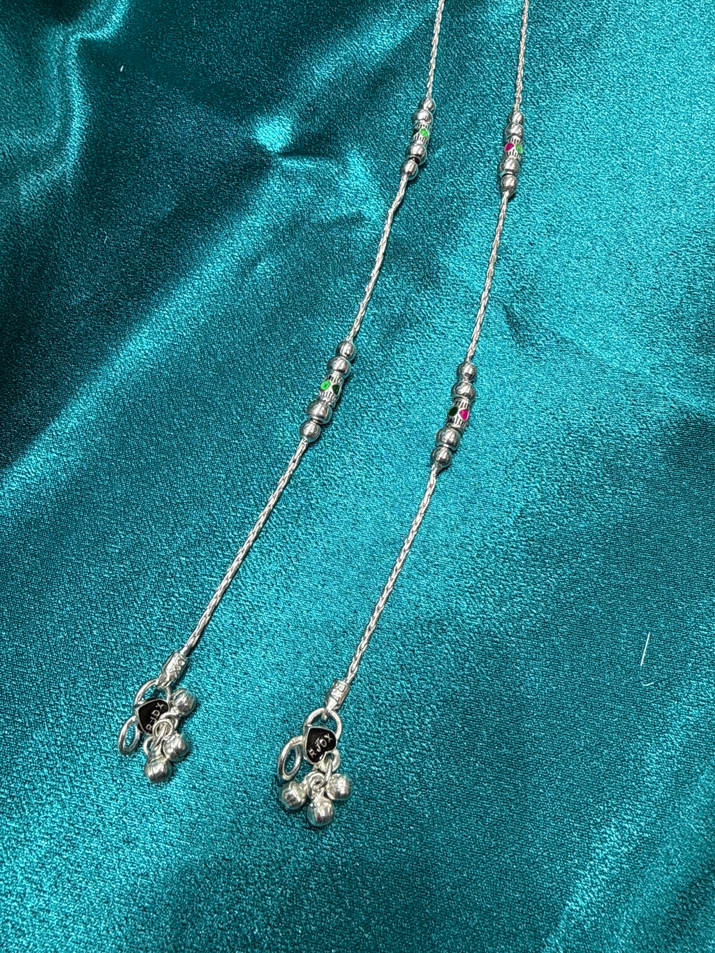 Kids fancy silver anklets (Size: 13-15 year old)