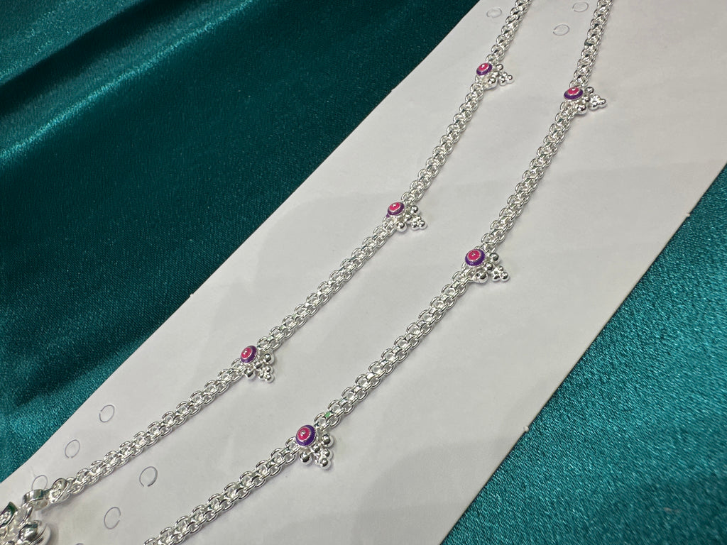 Fancy Silver baby anklet(Size: 10- 12 year old)
