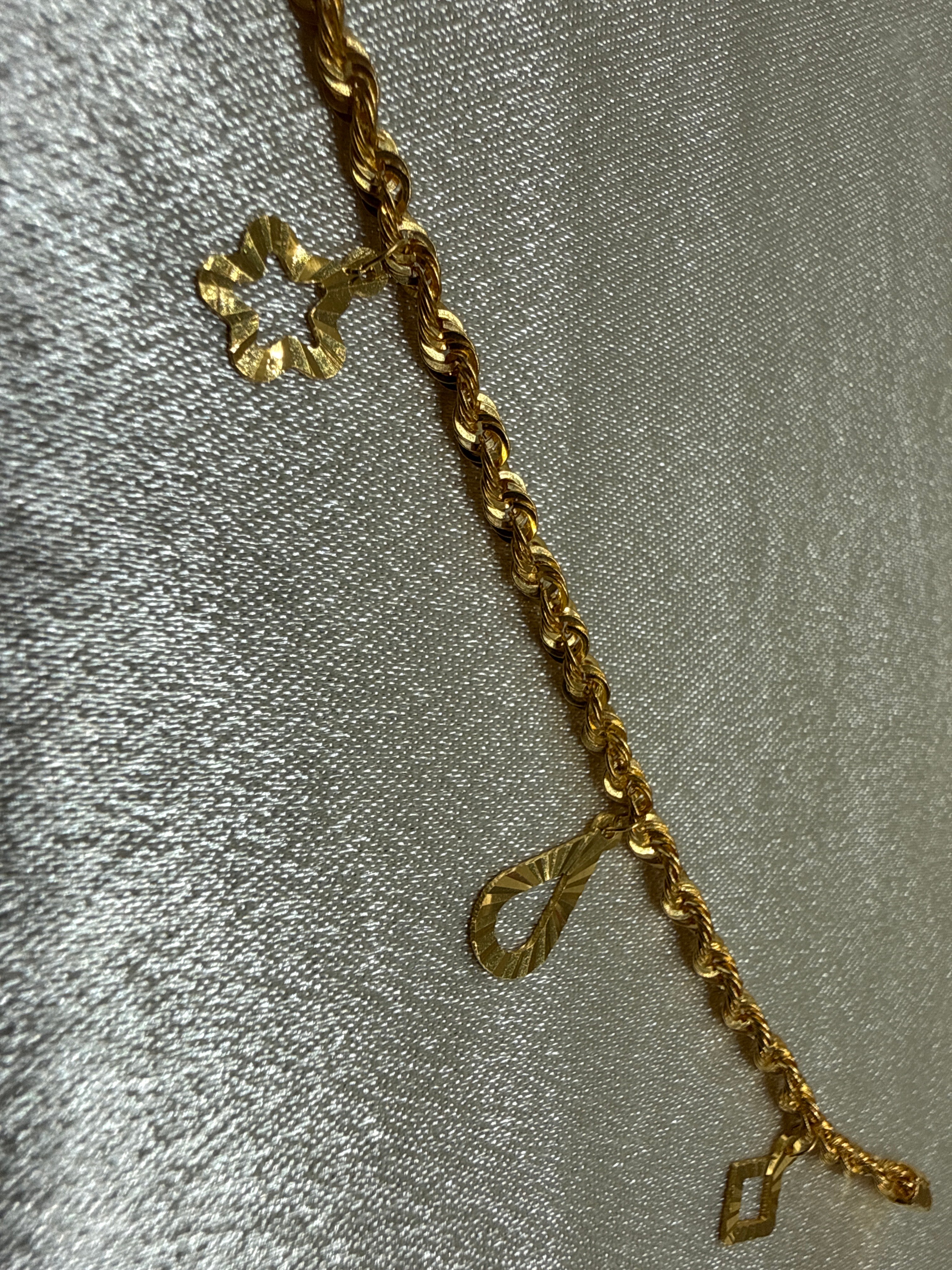 22k Gold Bracelet Twist Design With hanging Charms