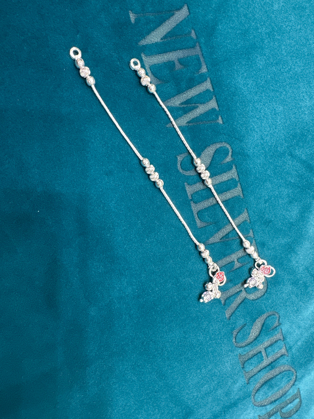 Baby fancy silver anklets (Size: 2-3 year old)