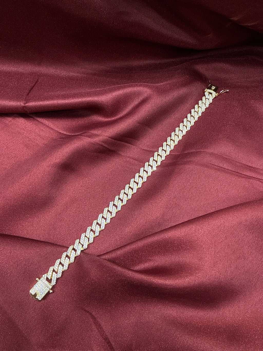 Men’s iced out silver 925 bracelet w/ CZ diamonds & gold plating (10mm)