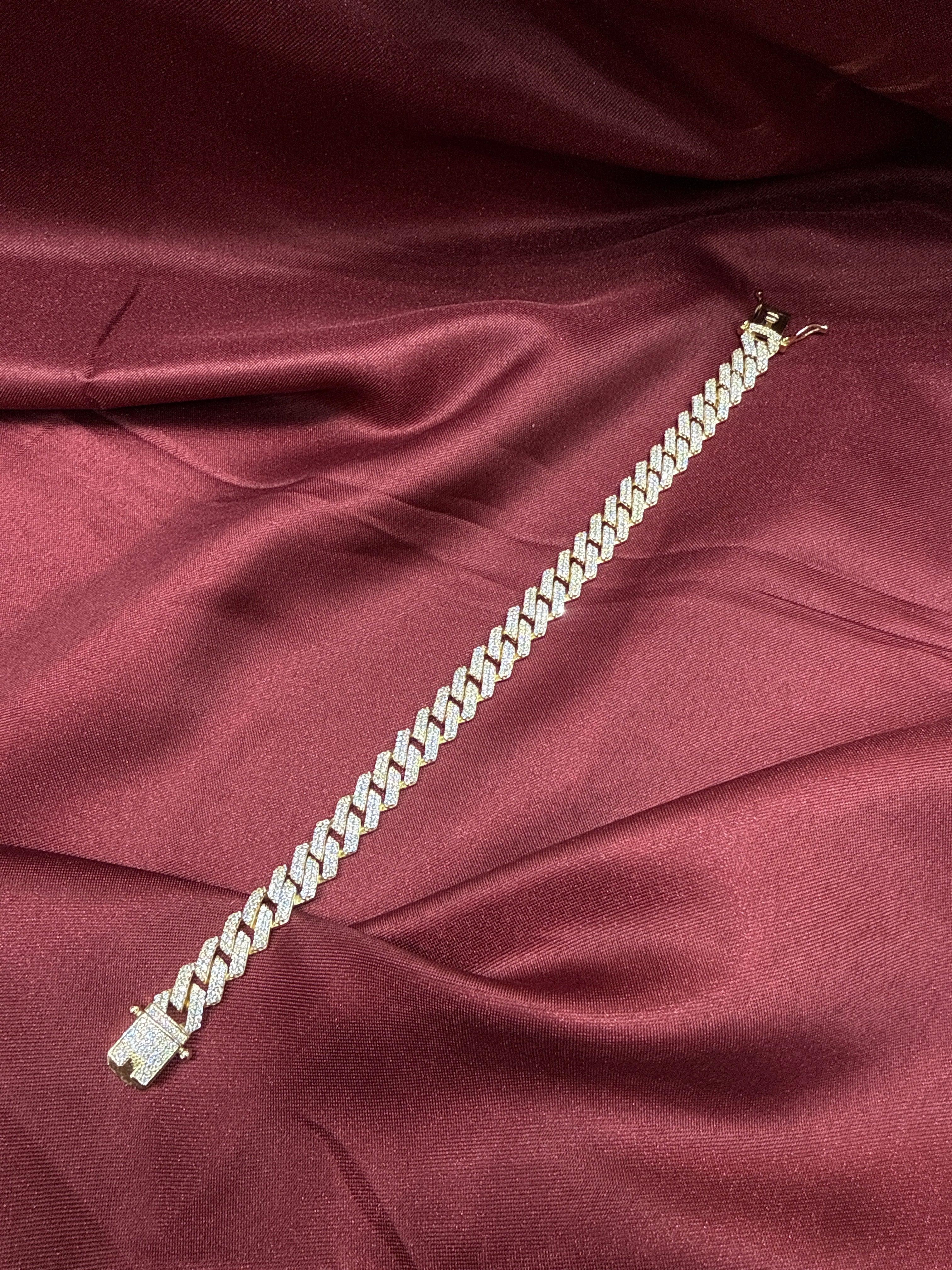 Men’s iced out silver 925 bracelet w/ CZ diamonds & gold plating (10mm)