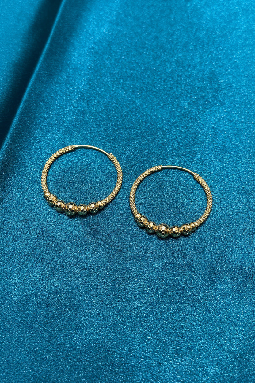 22K Fancy Gold Hoops With Designer Beads
