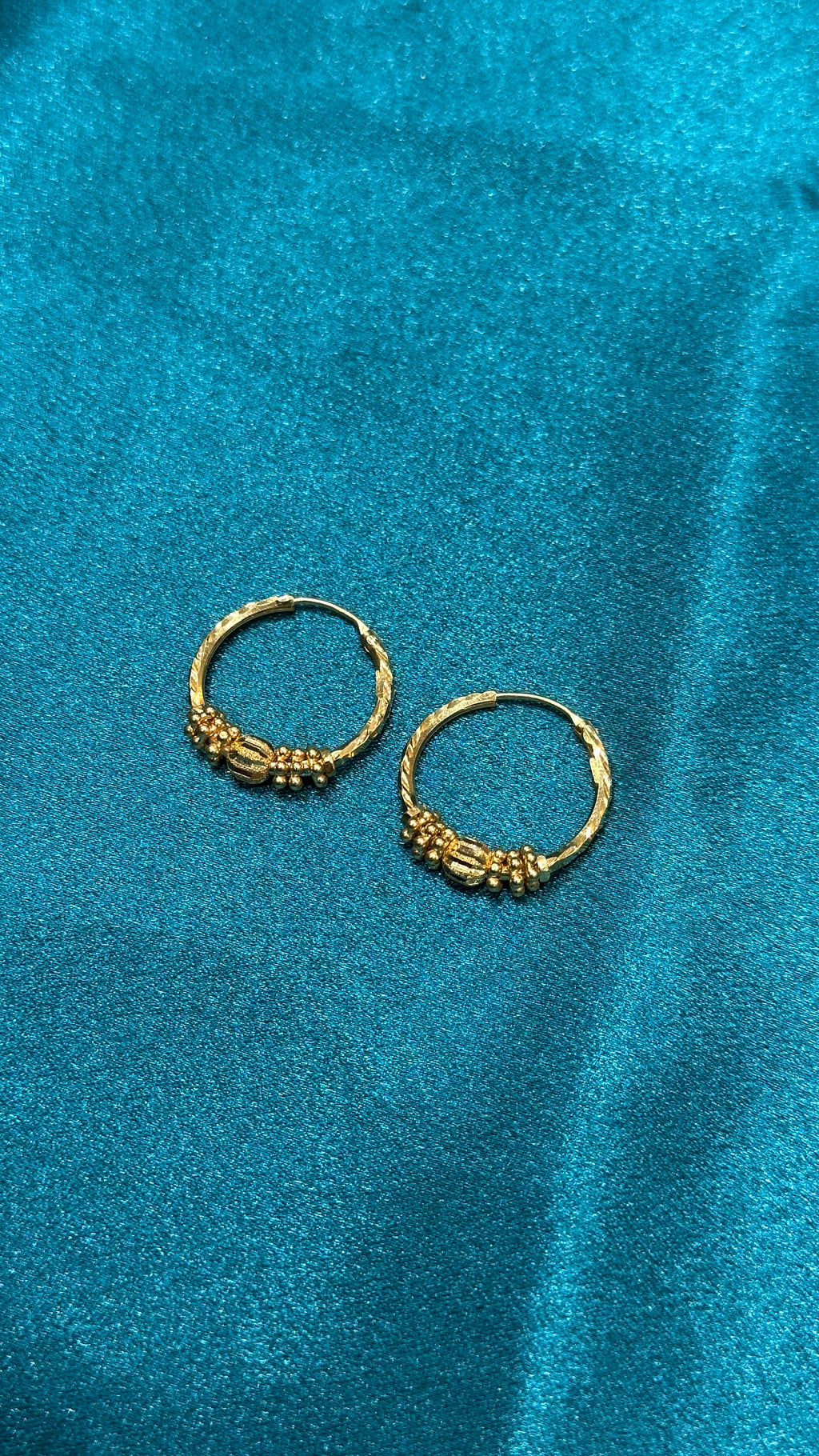 22K Gold Hoops With Designer Beads & Balls