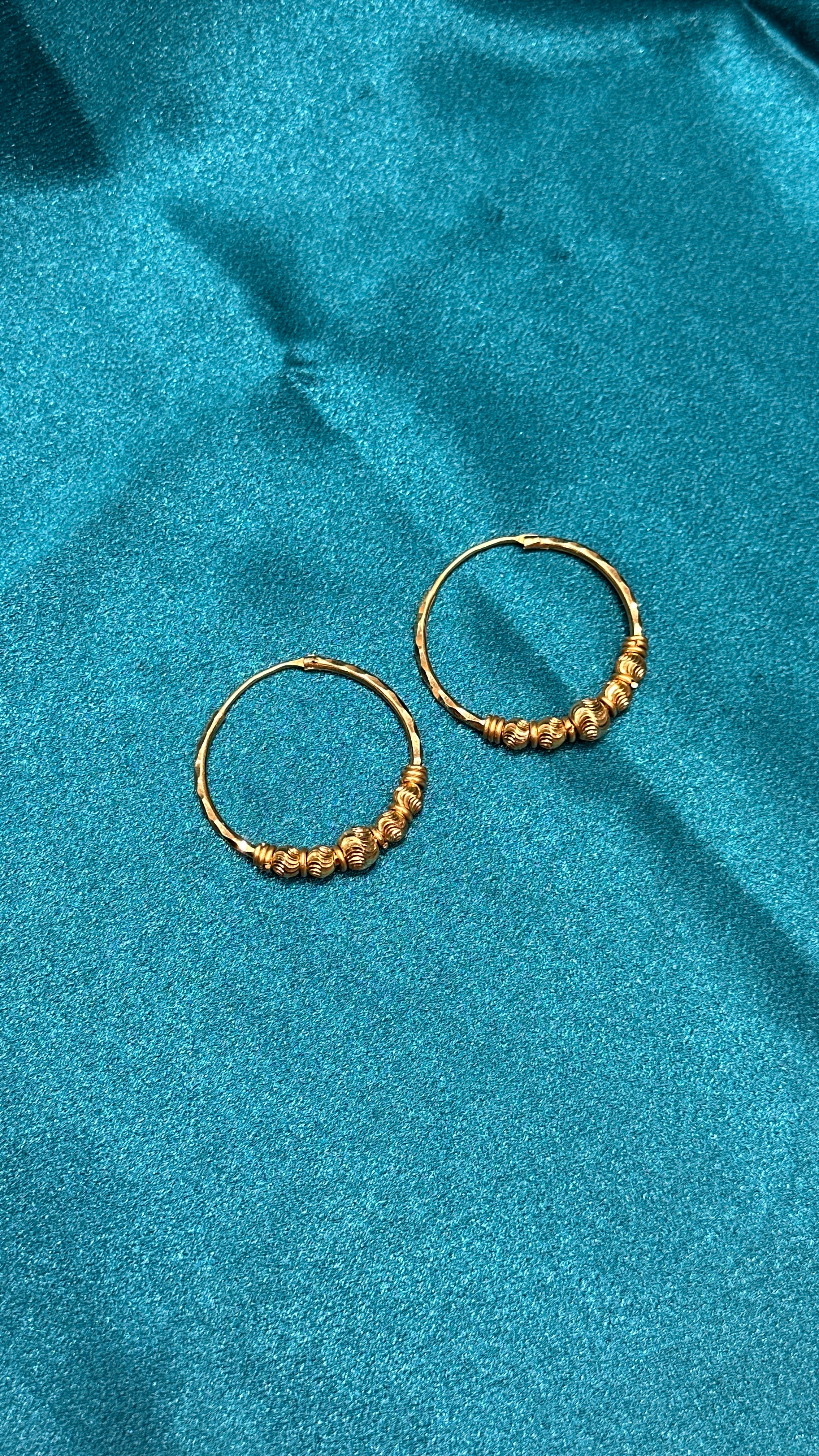 22K Gold Hoops With Designer Beads