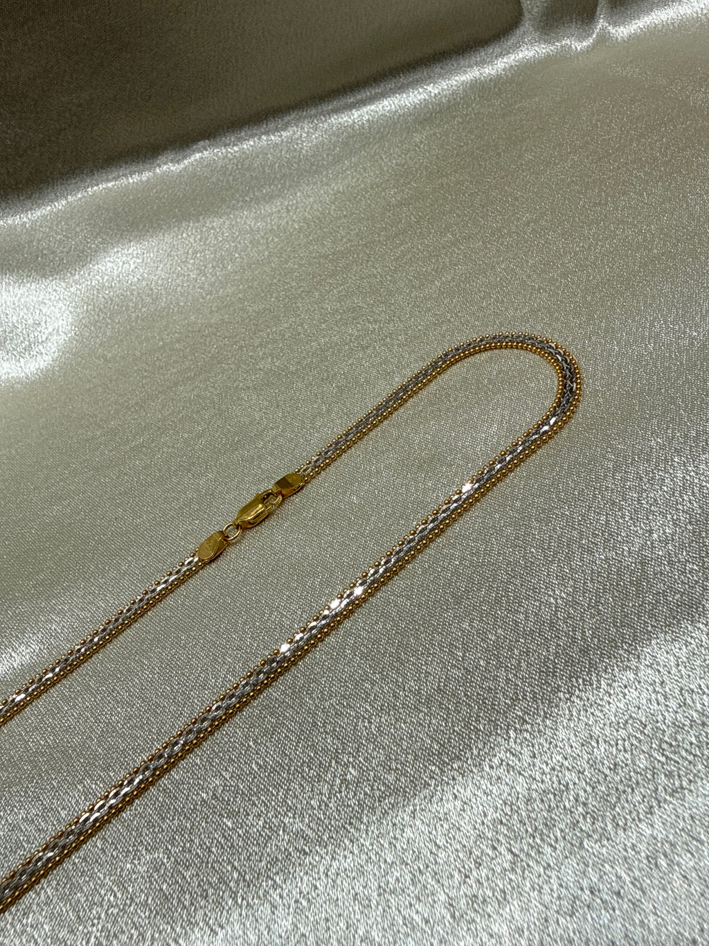 22K Gold Chain Two Tone (Flat Popcorn Design)
