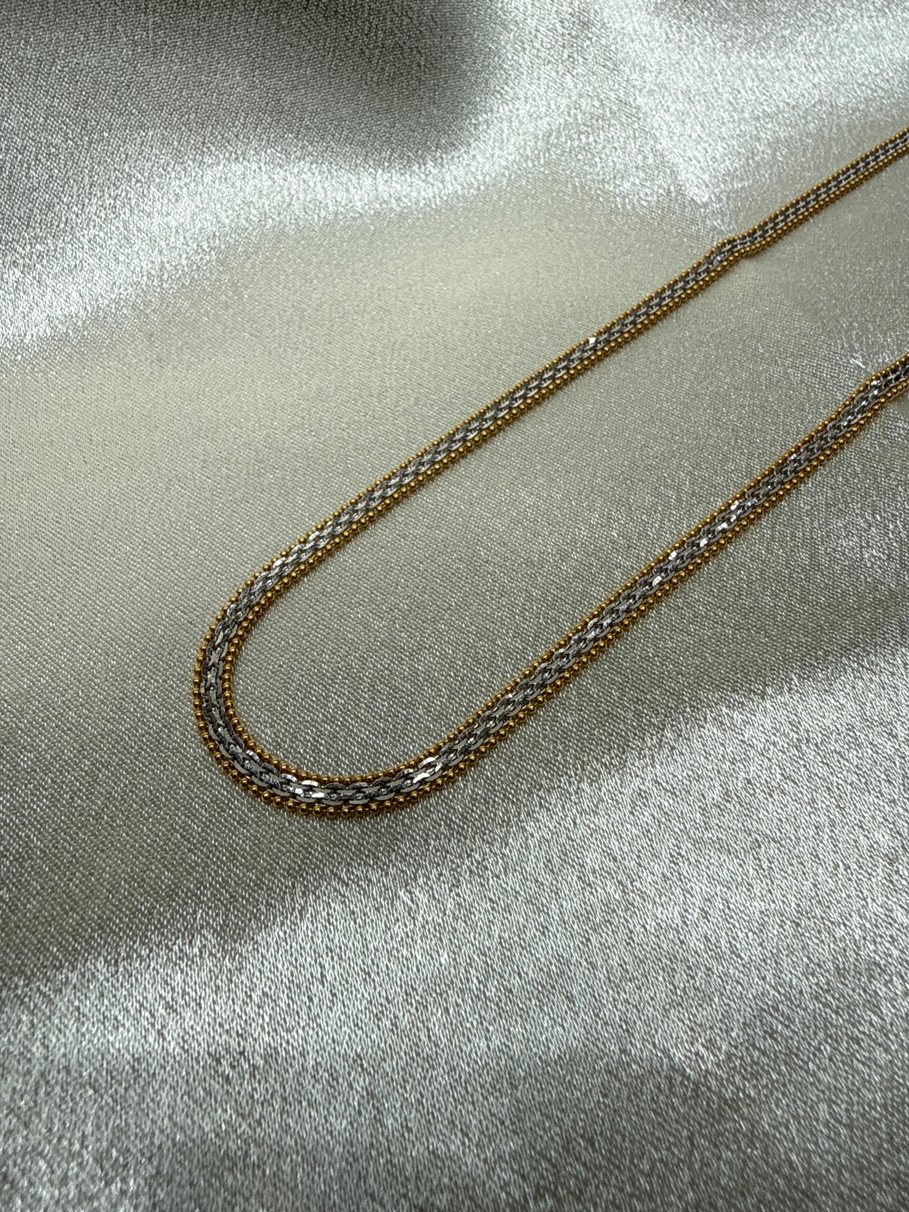 22K Gold Chain Two Tone (Flat Popcorn Design)