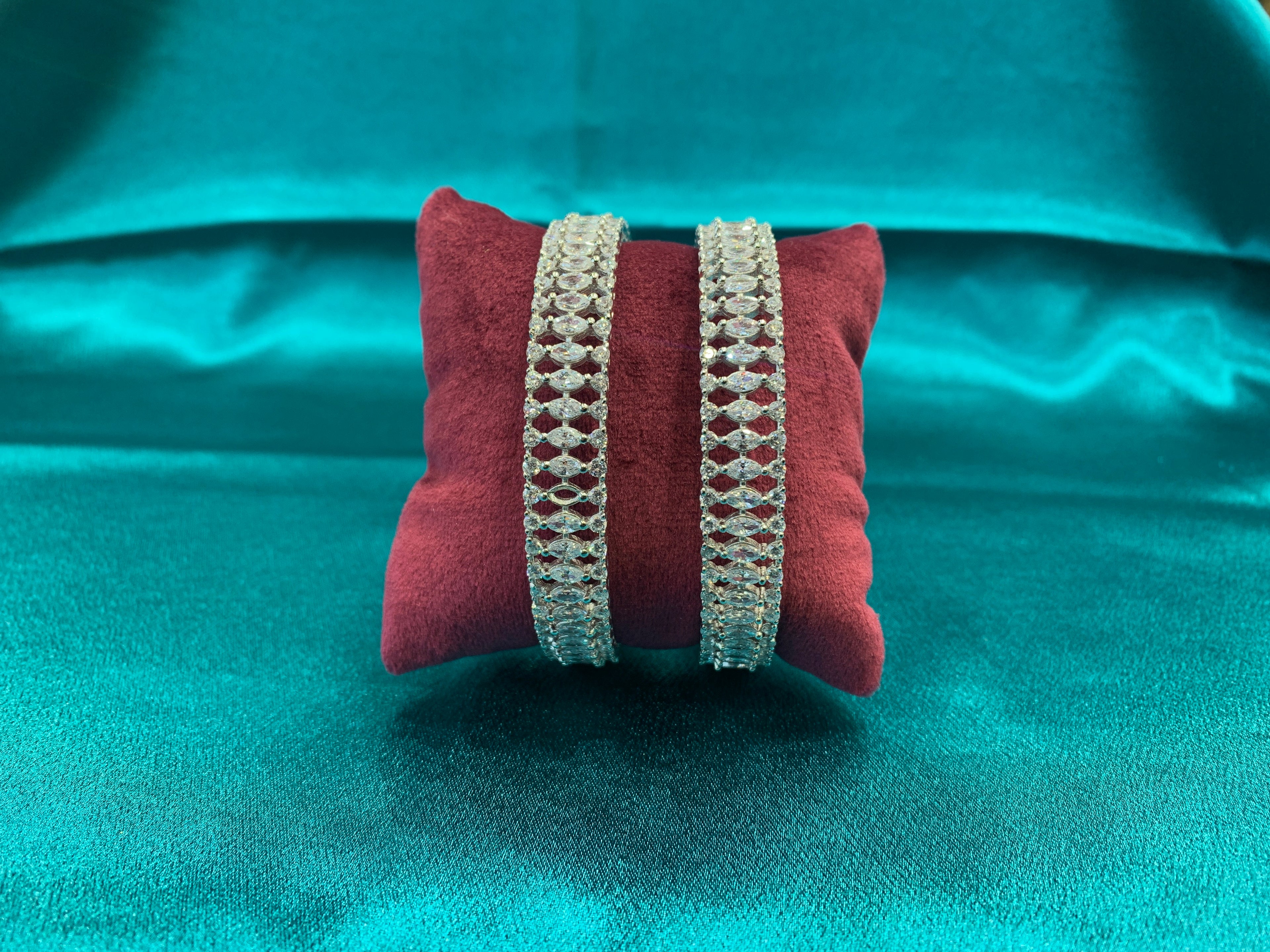 Elegant CZ diamond silver bangles with high quality White CZ diamonds
