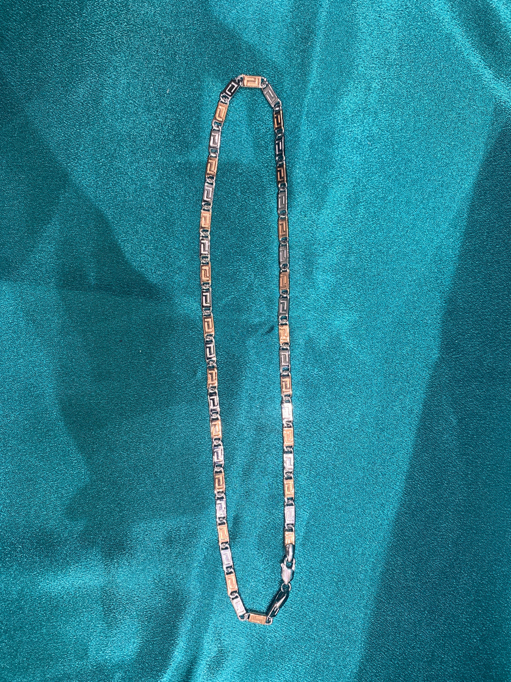 4mm Versace design two tone silver chain