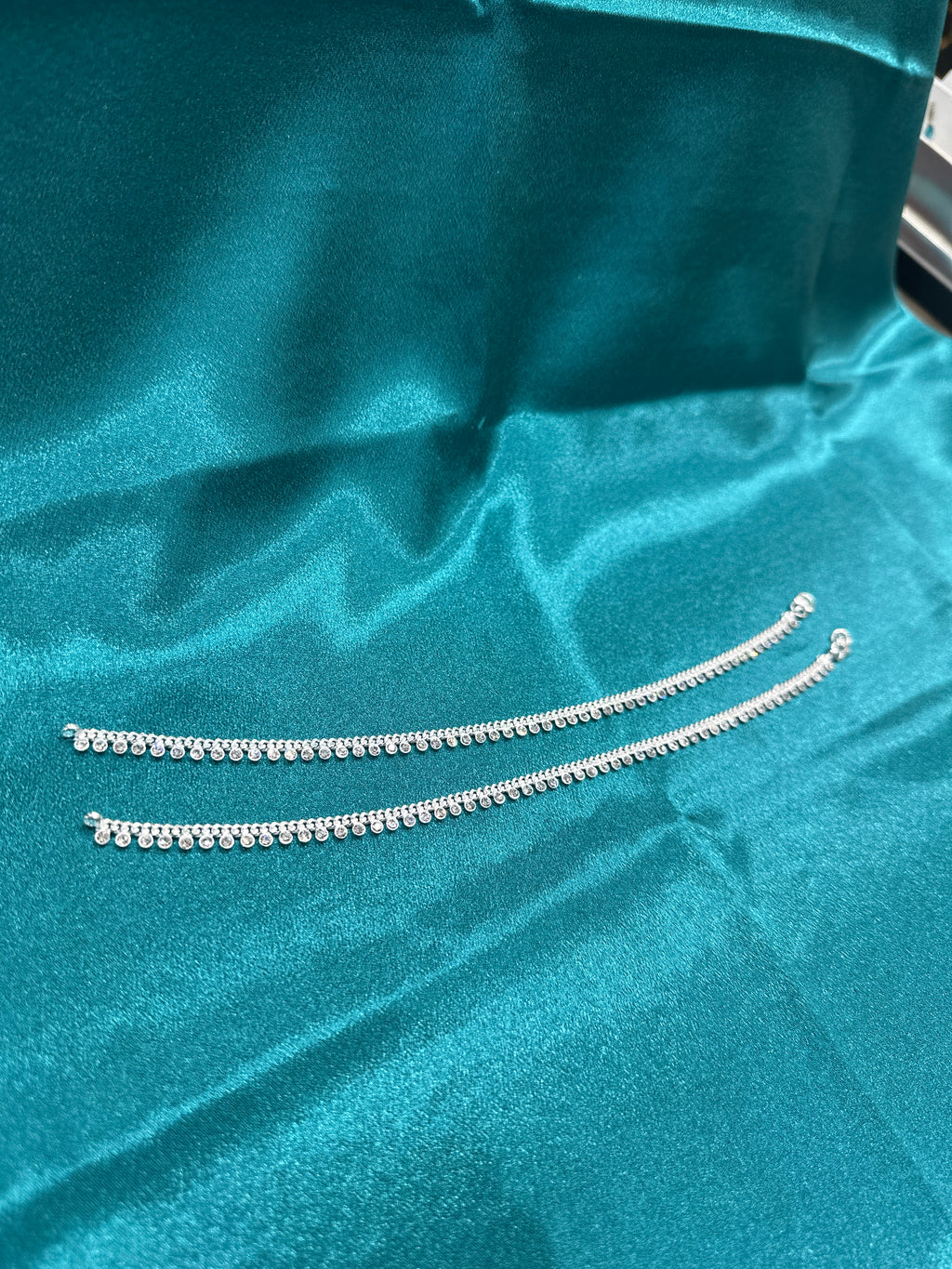 Fancy Silver Anklet In Lightweight With White CZ diamonds