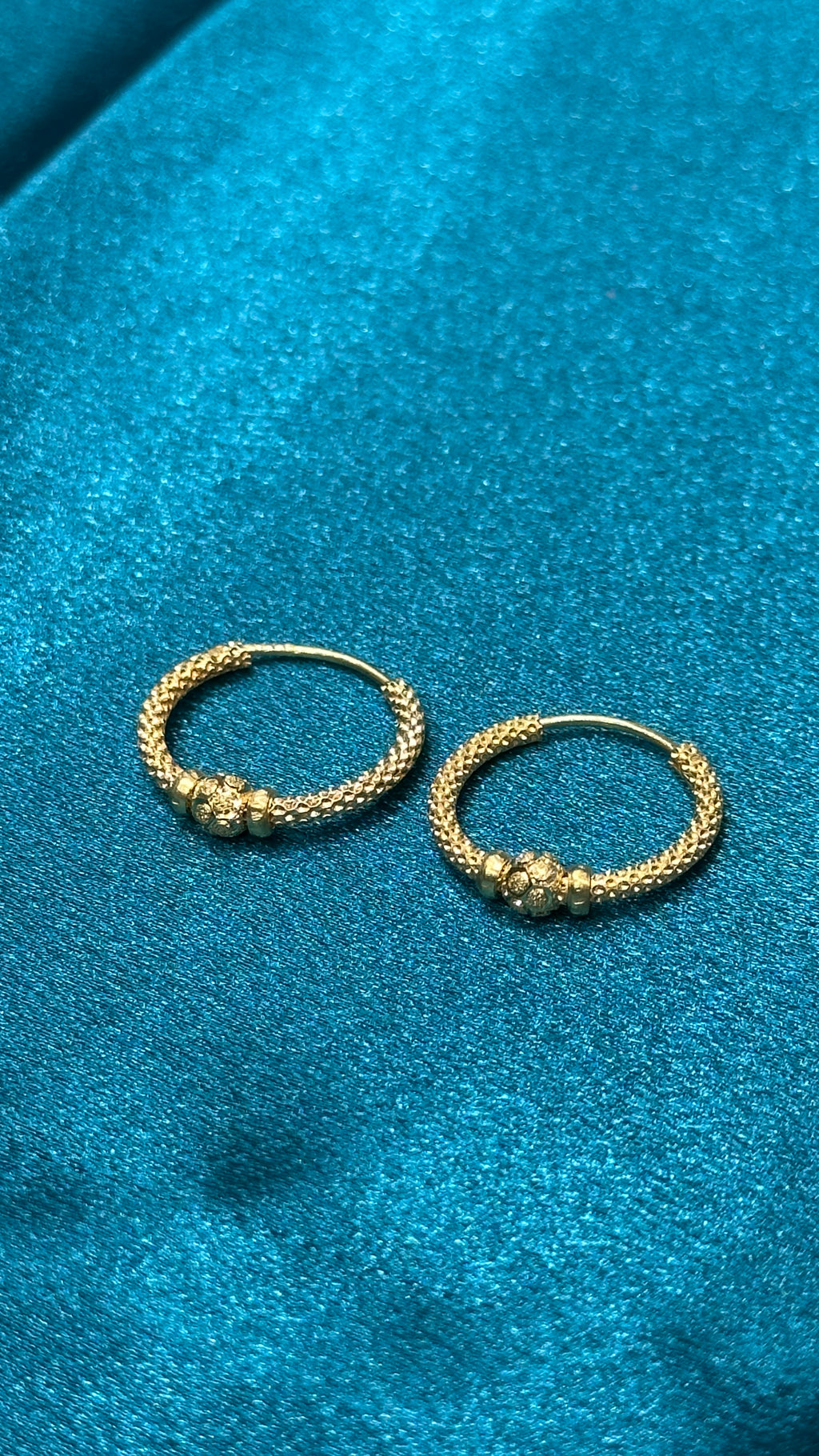 22K Fancy Gold Hoops With Single Designer Bead