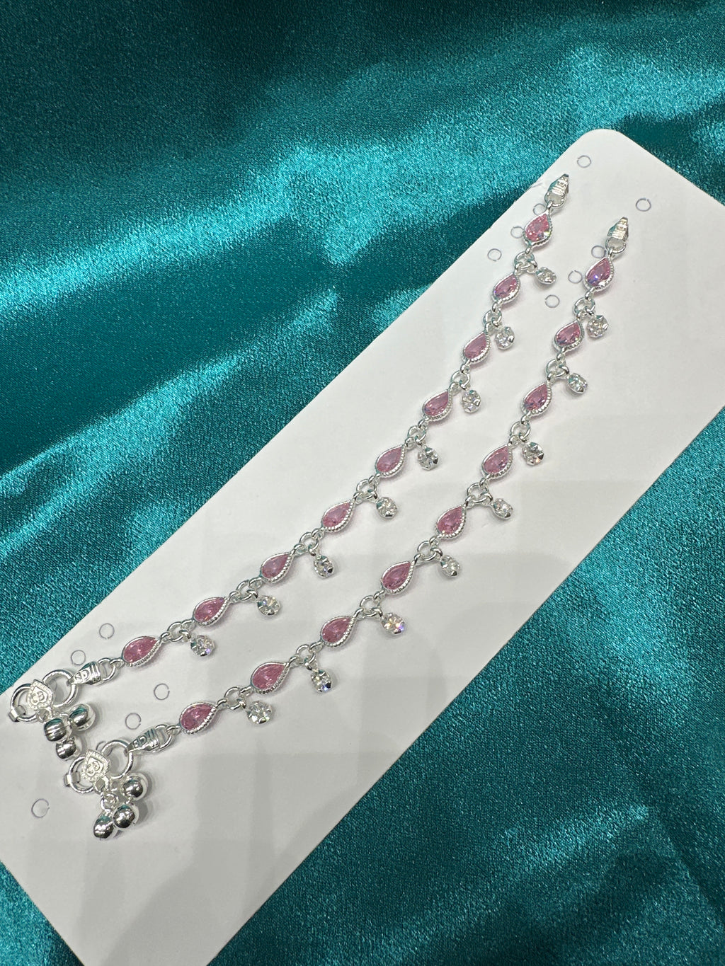 Kids fancy silver anklets (Size: 10-12 year old)