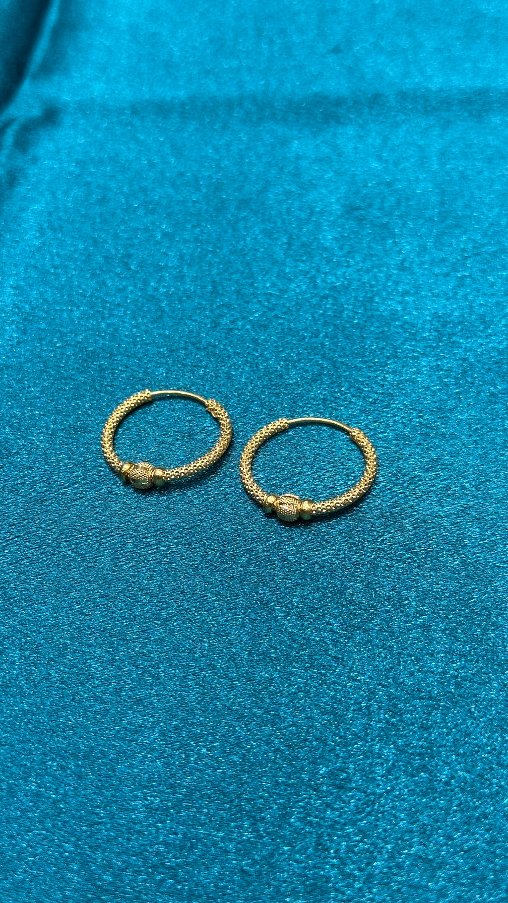 22K Fancy Gold Hoops With Single Designer Bead