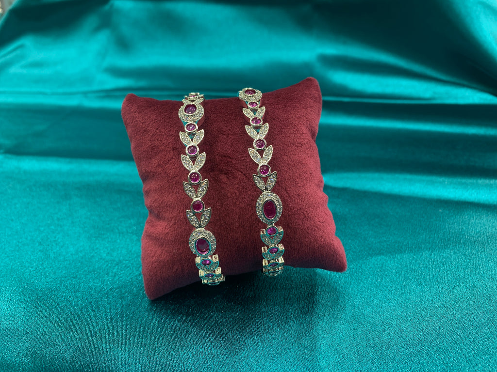 Elegant CZ diamond bangles with purple stone and white CZ diamond
