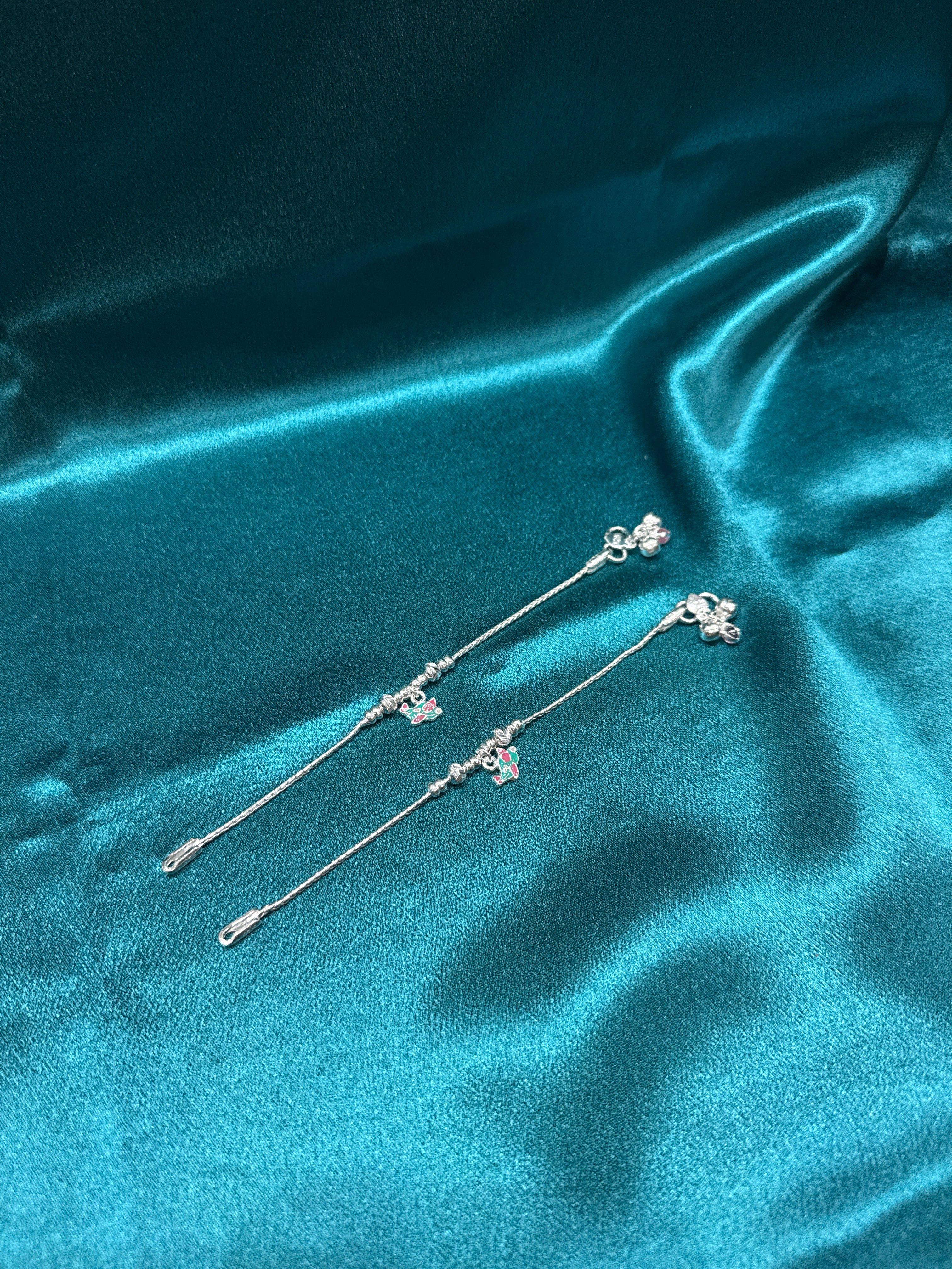 Fancy baby anklet with hanging beads and airplane charm(Size: 2-3 year old)