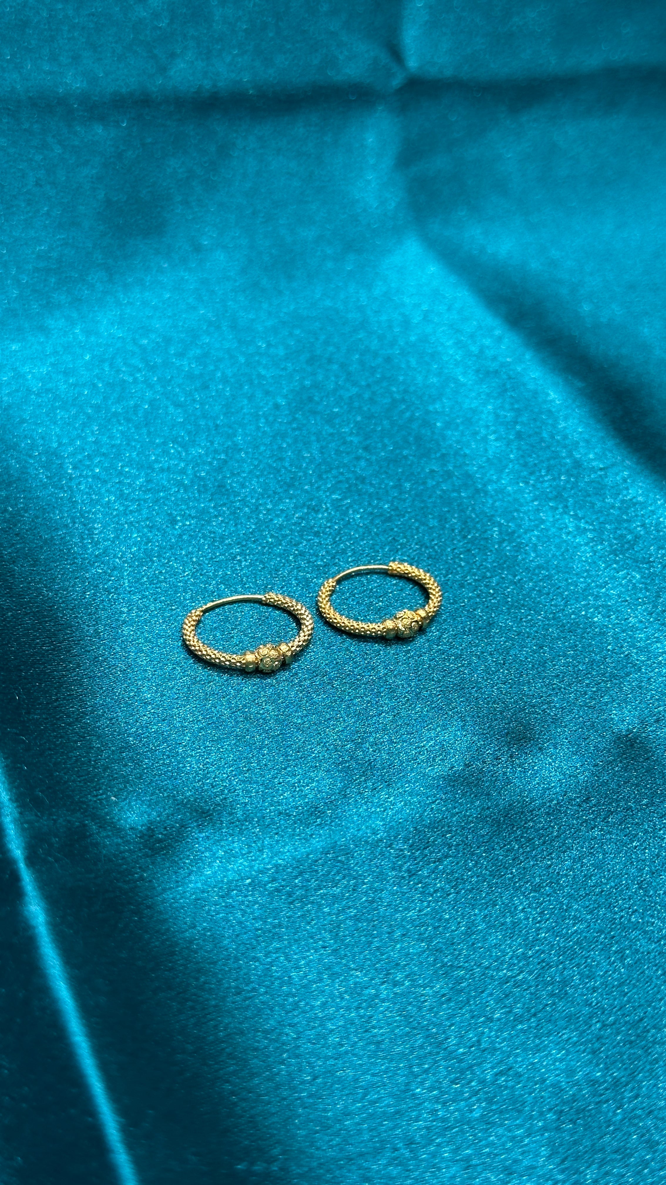 22K Fancy Gold Hoops With Single Designer Bead