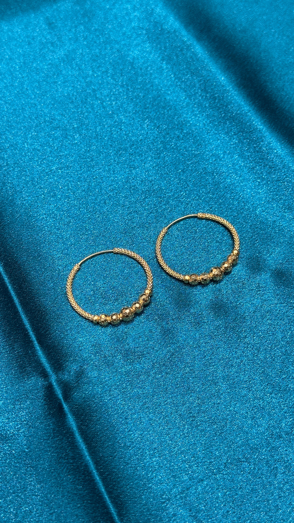 22K Fancy Gold Hoops With Designer Beads