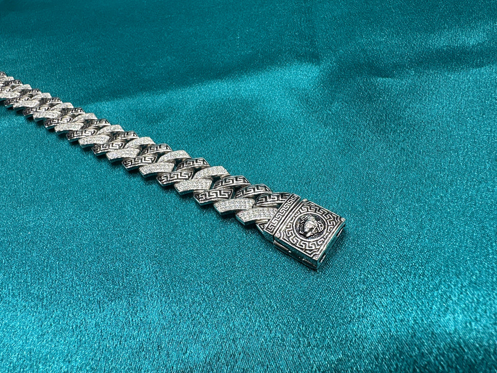 Men’s iced out silver 925 bracelet w/ CZ diamonds (15mm)