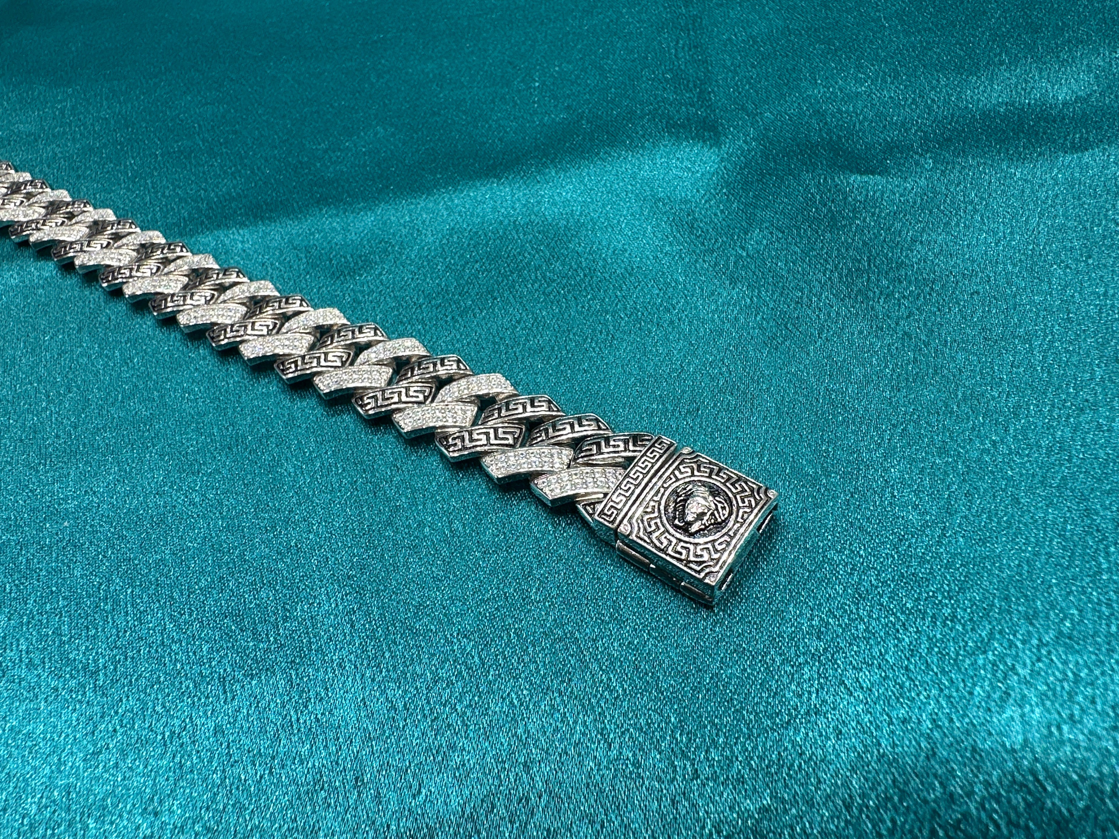 Men’s iced out silver 925 bracelet w/ CZ diamonds (15mm)