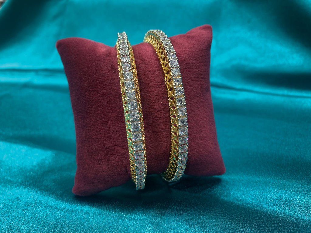 Dazzling Gold plated silver bangles with CZ diamond