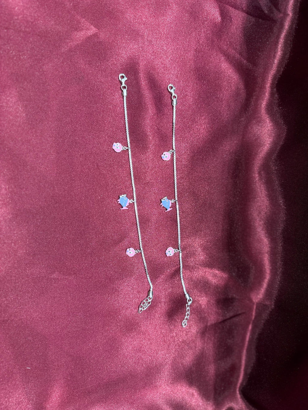 Fancy kids silver anklets with fish charm (4-5 year old)