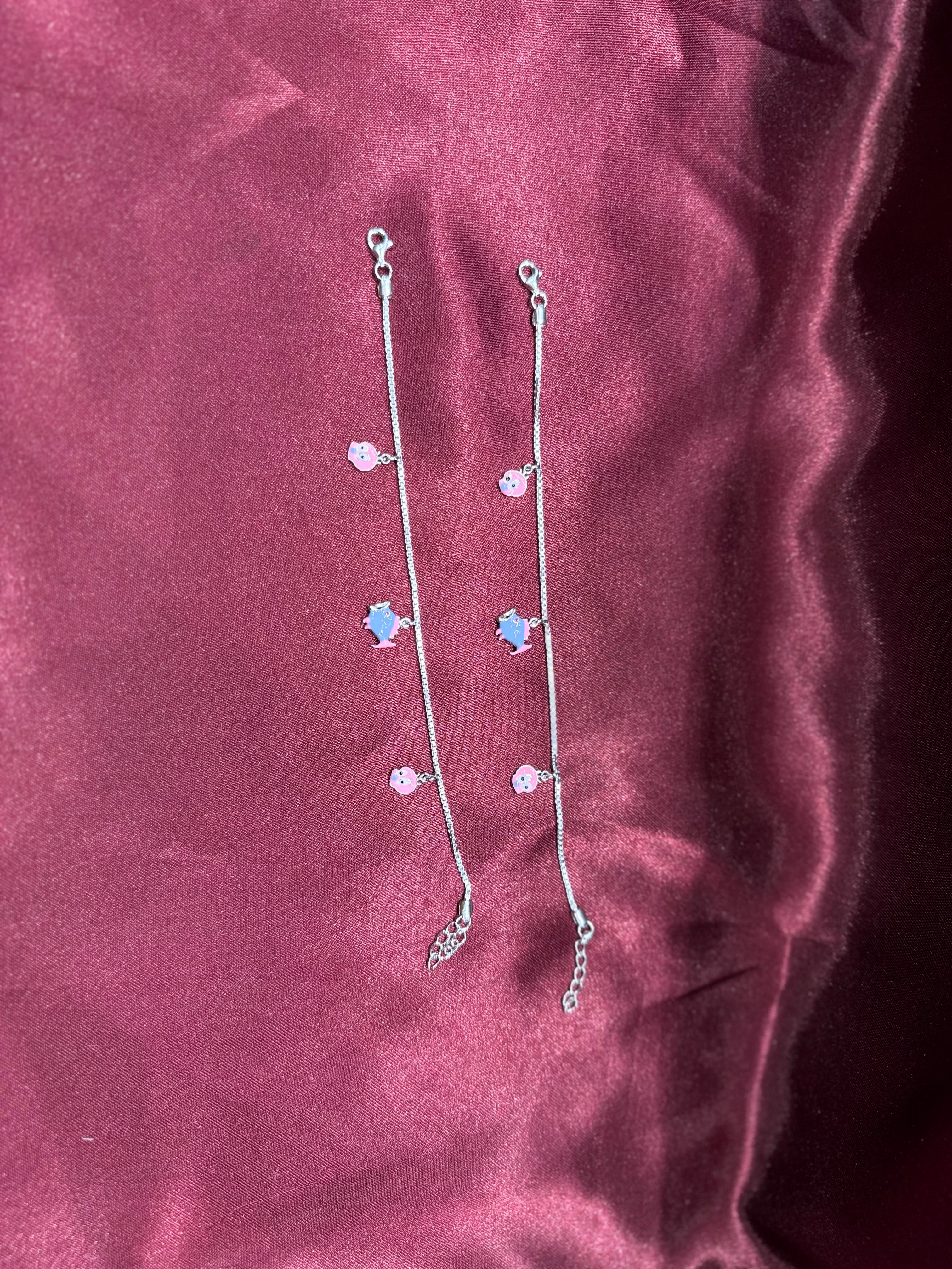 Fancy kids silver anklets with fish charm (4-5 year old)