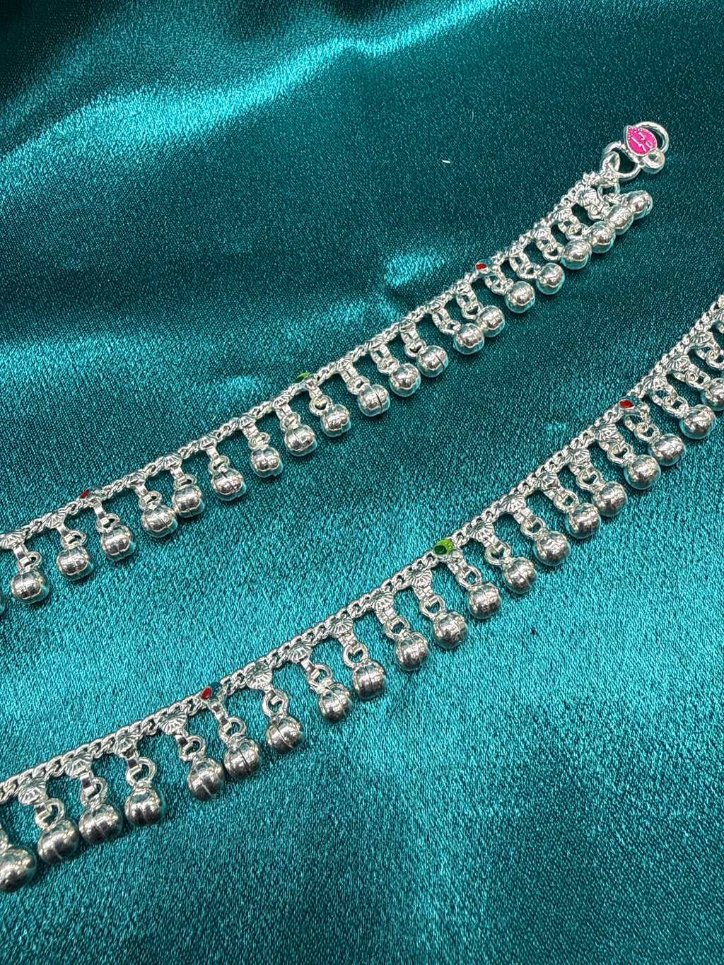 Kids fancy silver anklets (Size: 2-3 year old)