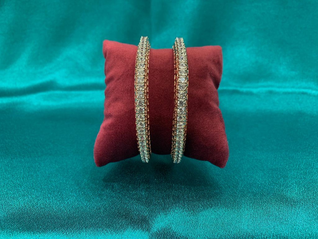 Dazzling Rose gold plated silver bangles with white CZ diamonds
