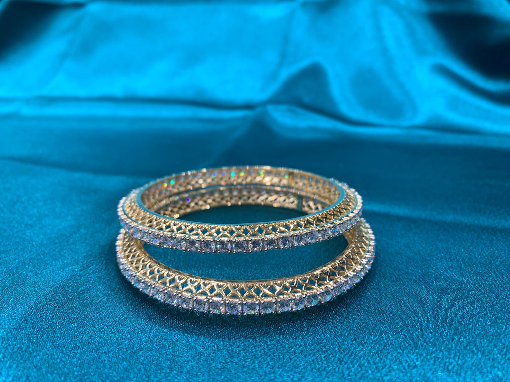 Dazzling Gold plated silver bangles with CZ diamond