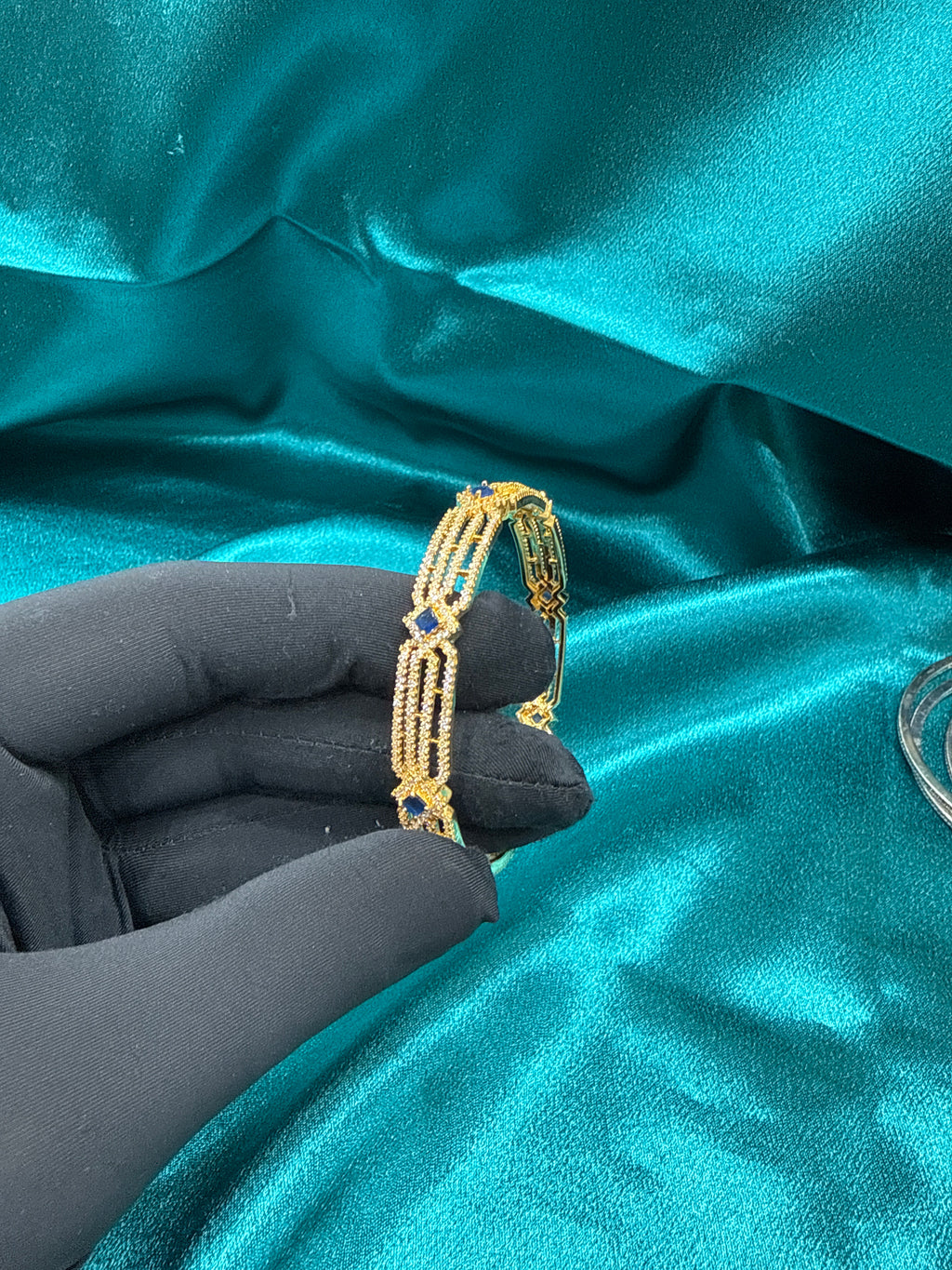Designer Gold Plated Silver Bangle (Single)
