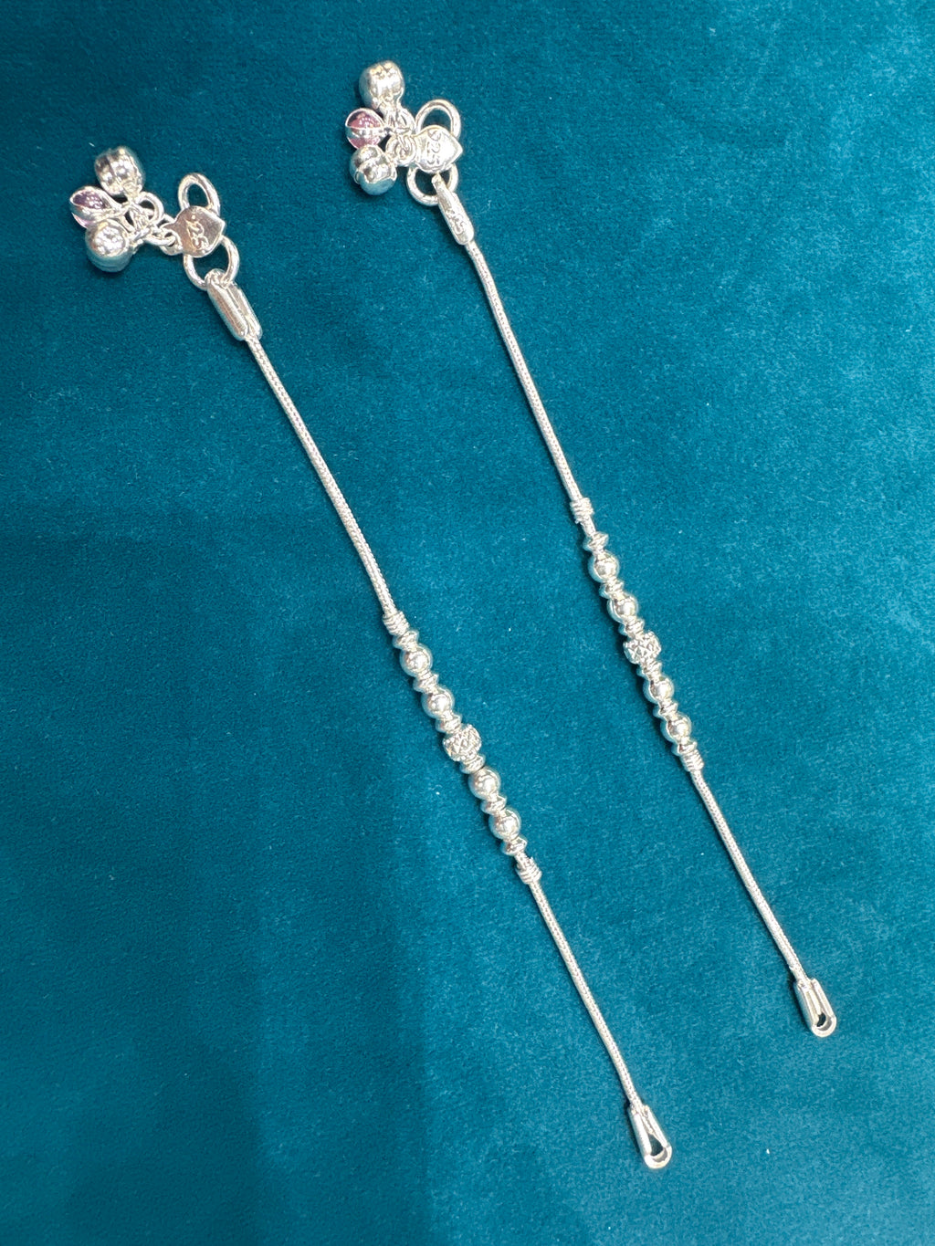 Baby fancy silver anklets (Size: 1-2 year old)