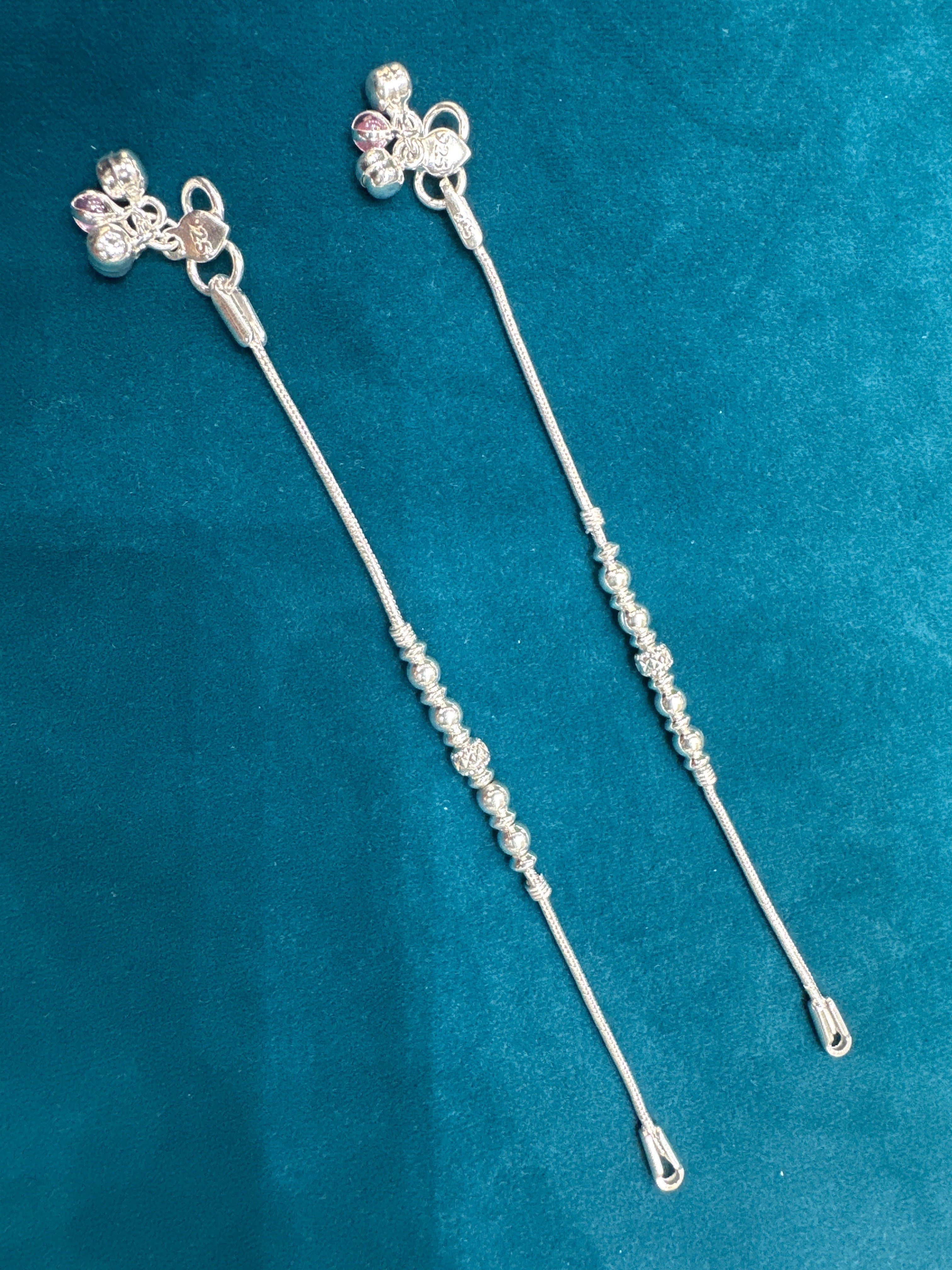 Baby fancy silver anklets (Size: 1-2 year old)