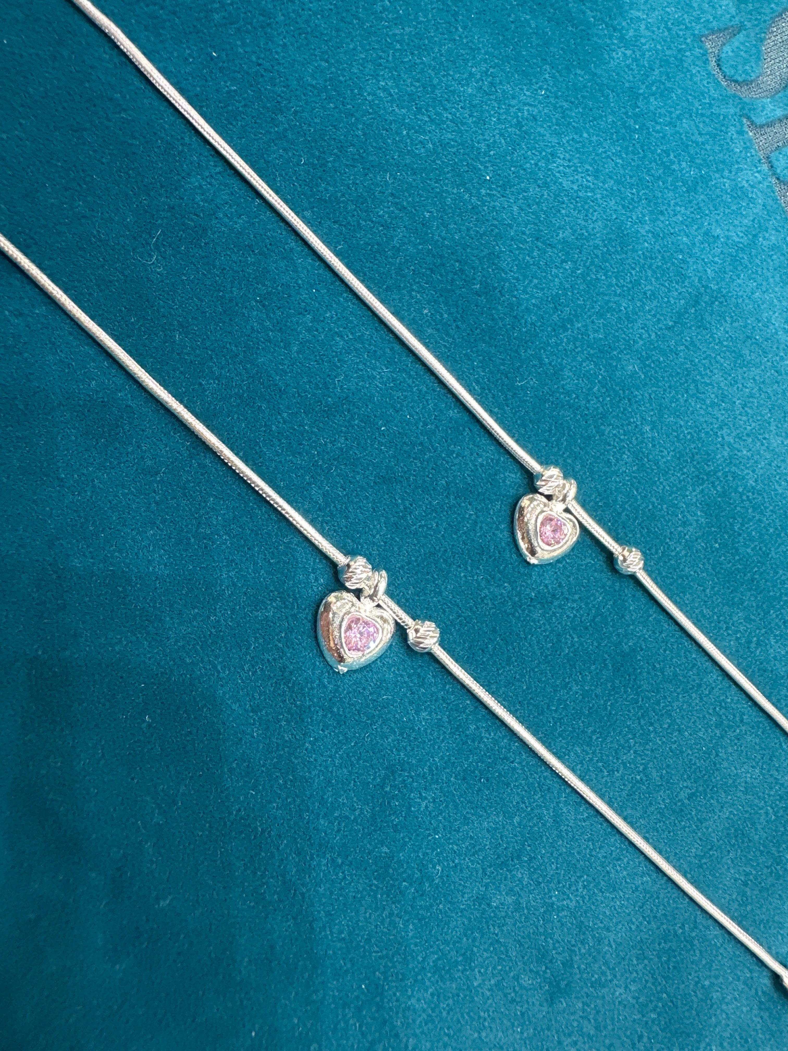 Kids fancy silver anklets (Size: 6-9 year old)