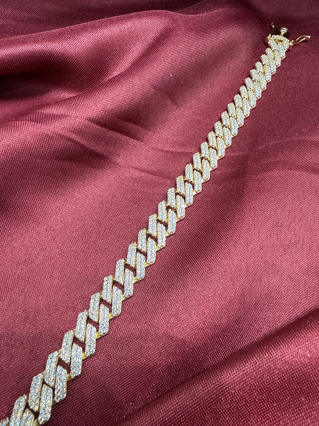 Men’s iced out silver 925 bracelet w/ CZ diamonds & gold plating (10mm)