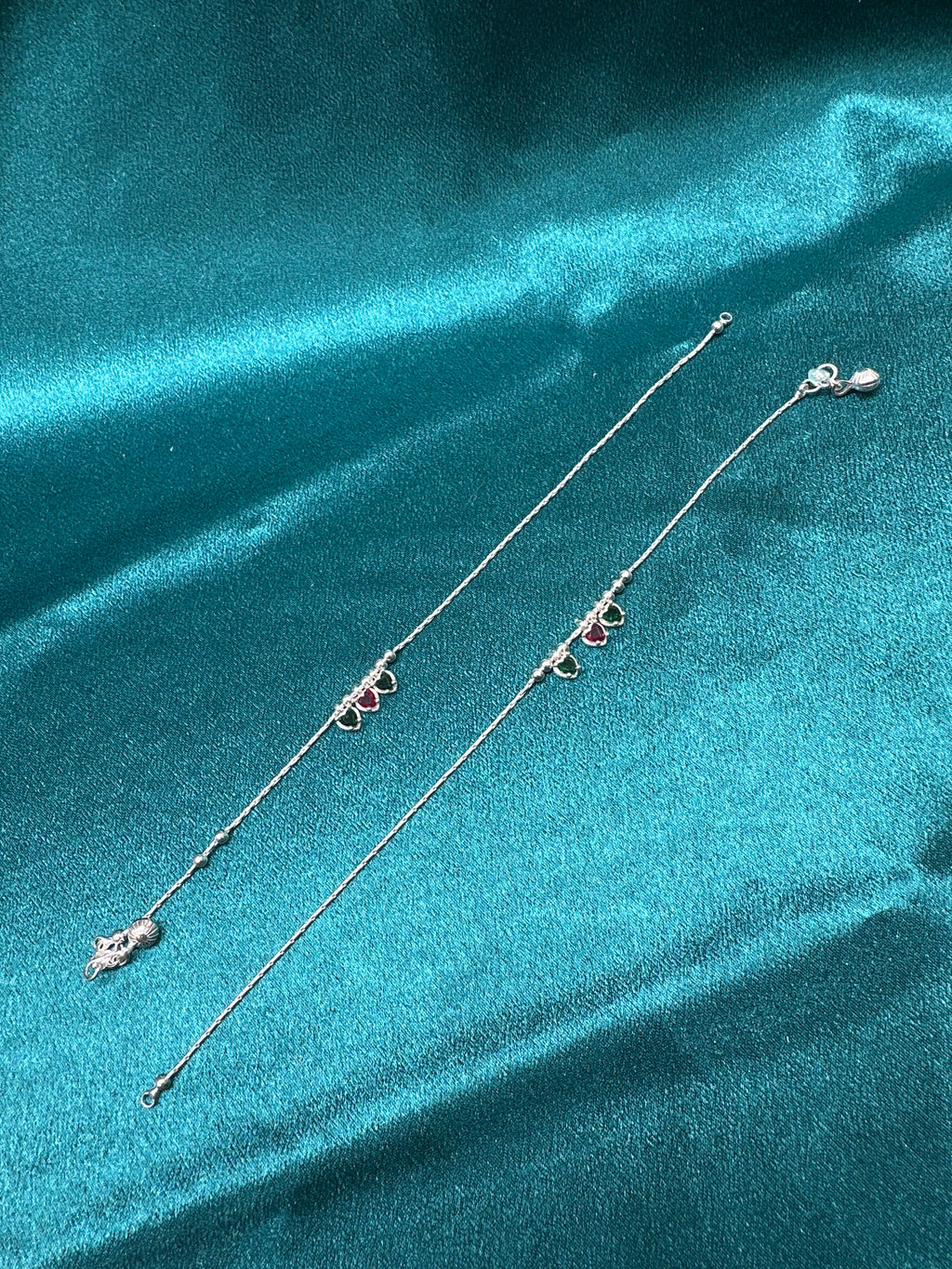 Kids fancy silver anklets (Size: 12-13 year old)
