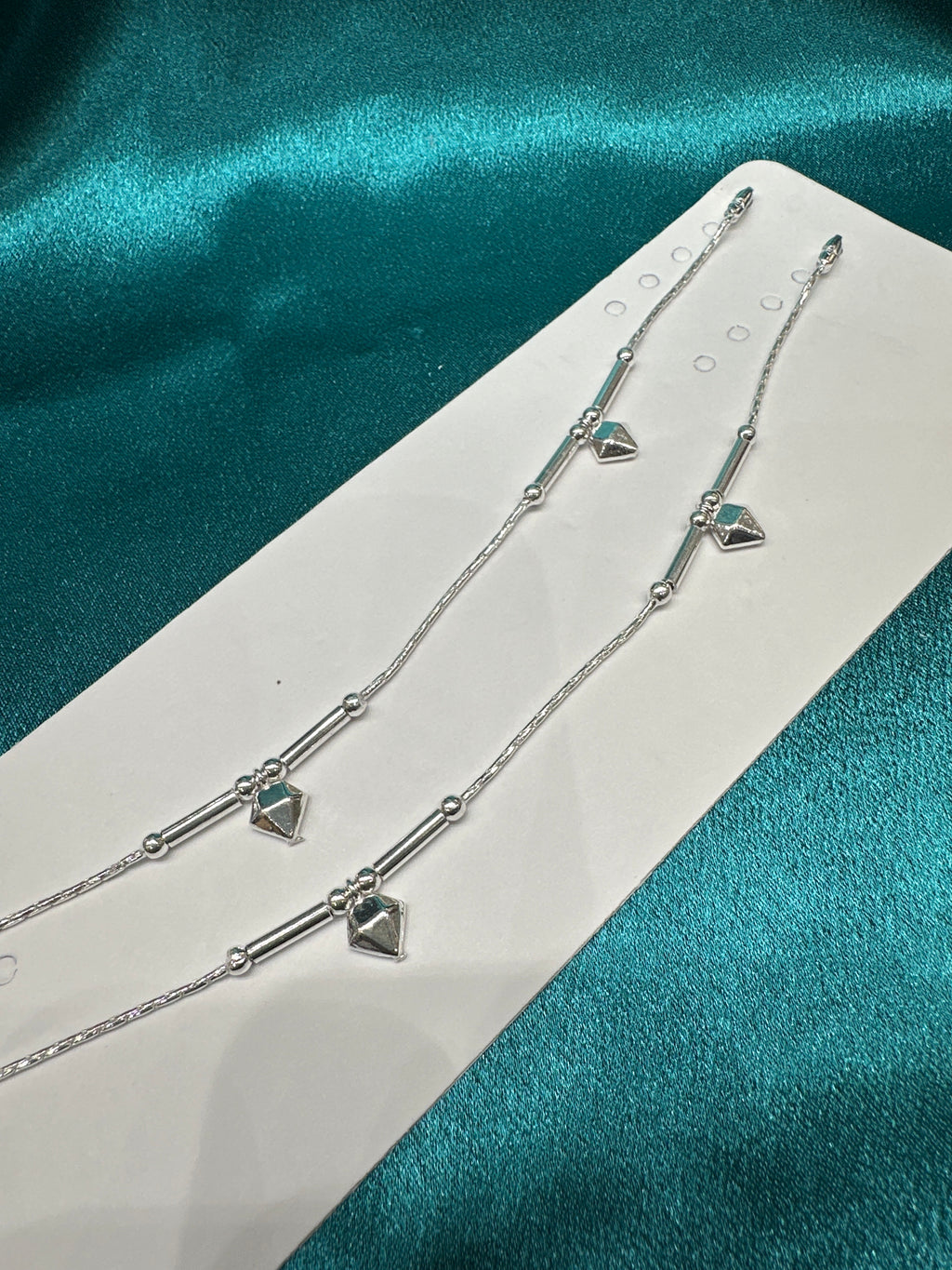 Kids fancy silver anklets (Size: 13-15 year old)