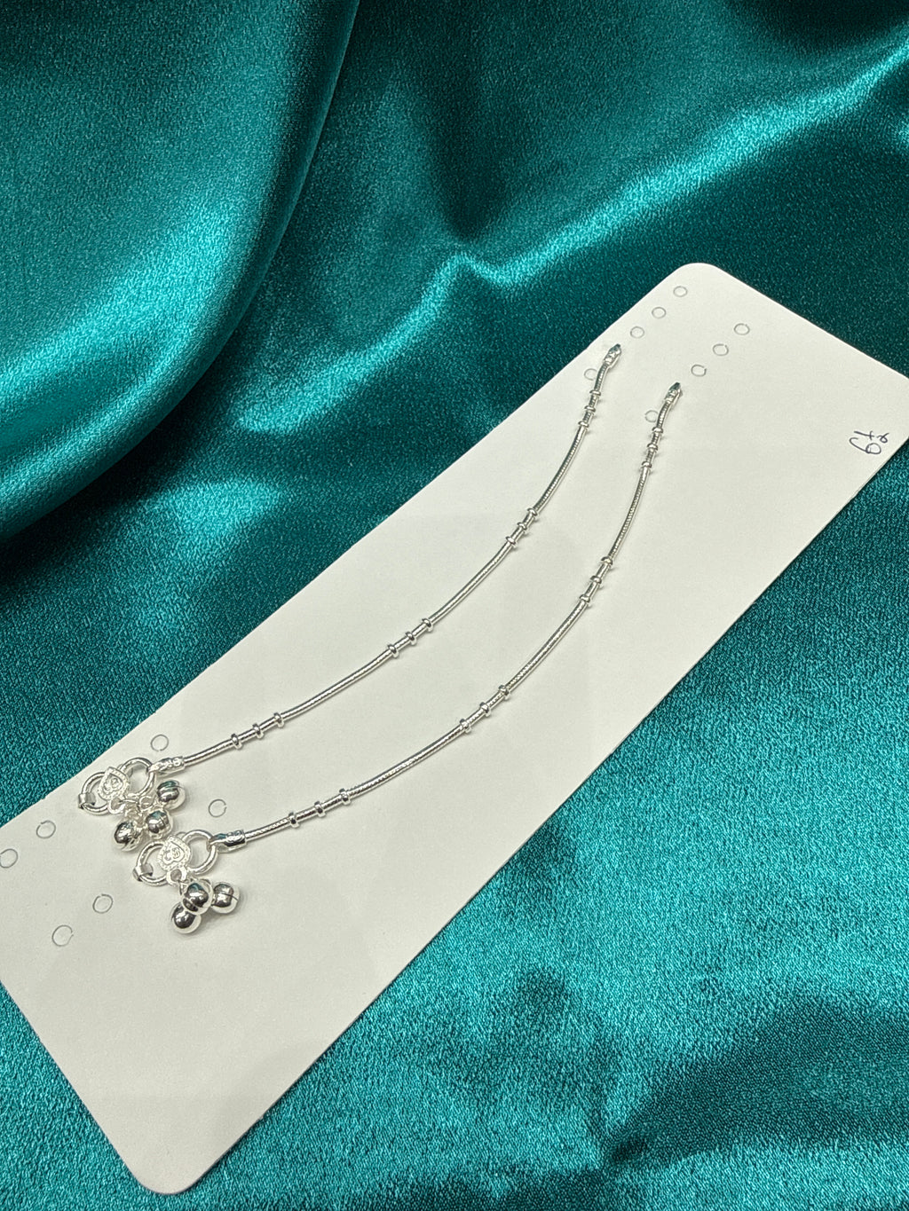 Kids fancy silver anklets (Size: 2-3 year old)