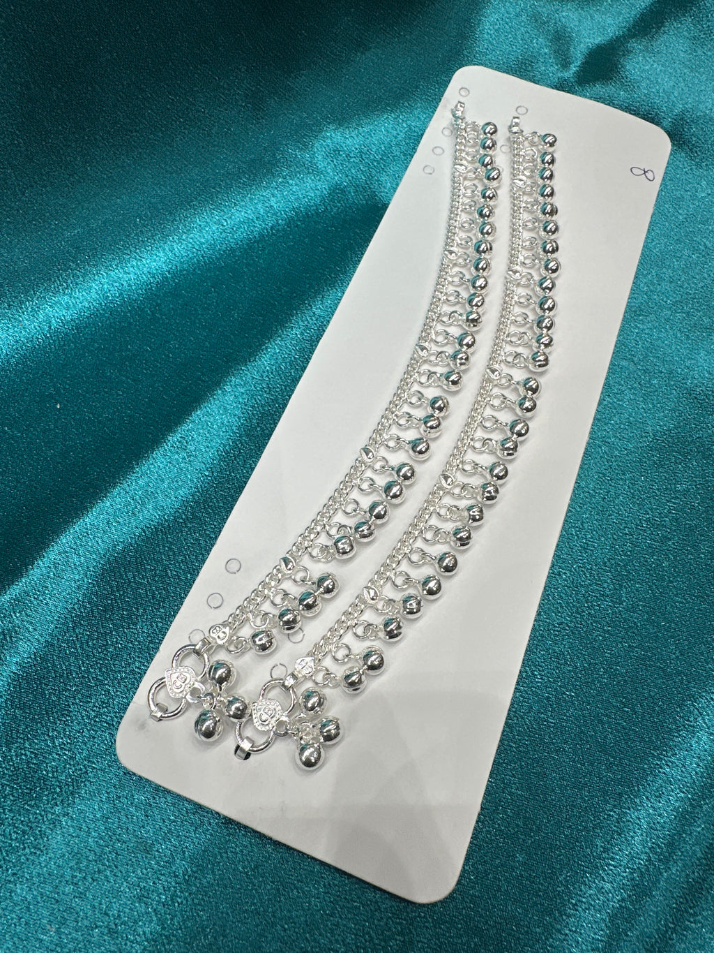 Kids fancy silver anklets (Size: 12-13 year old)