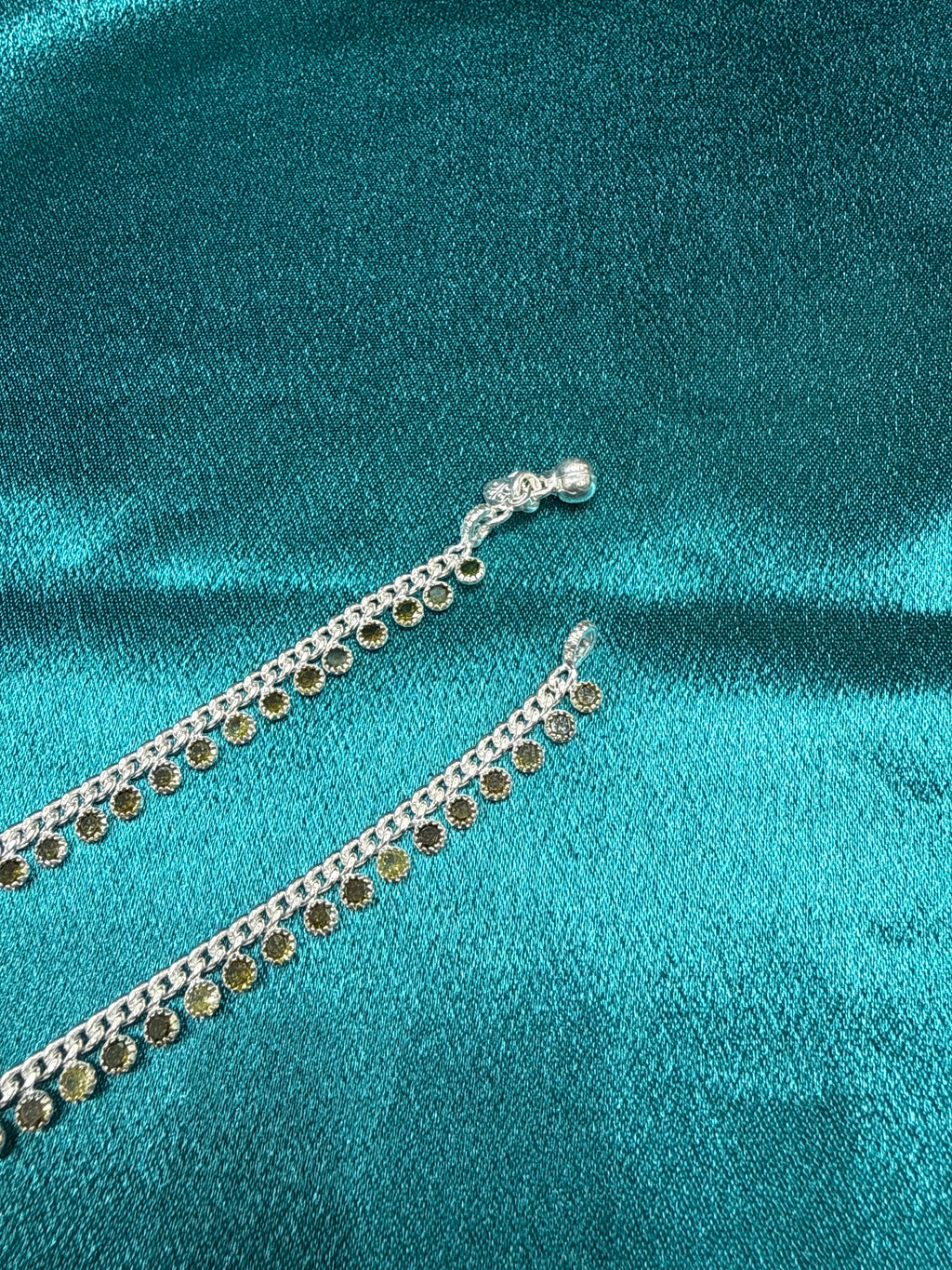 Kids fancy silver anklets (Size: 10-12 year old)