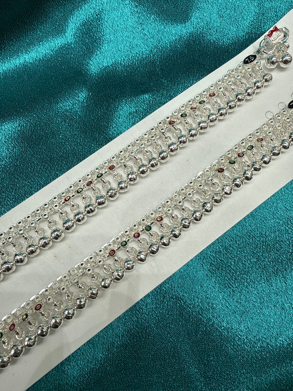 Kids fancy silver anklets (Size: 10-12 year old)