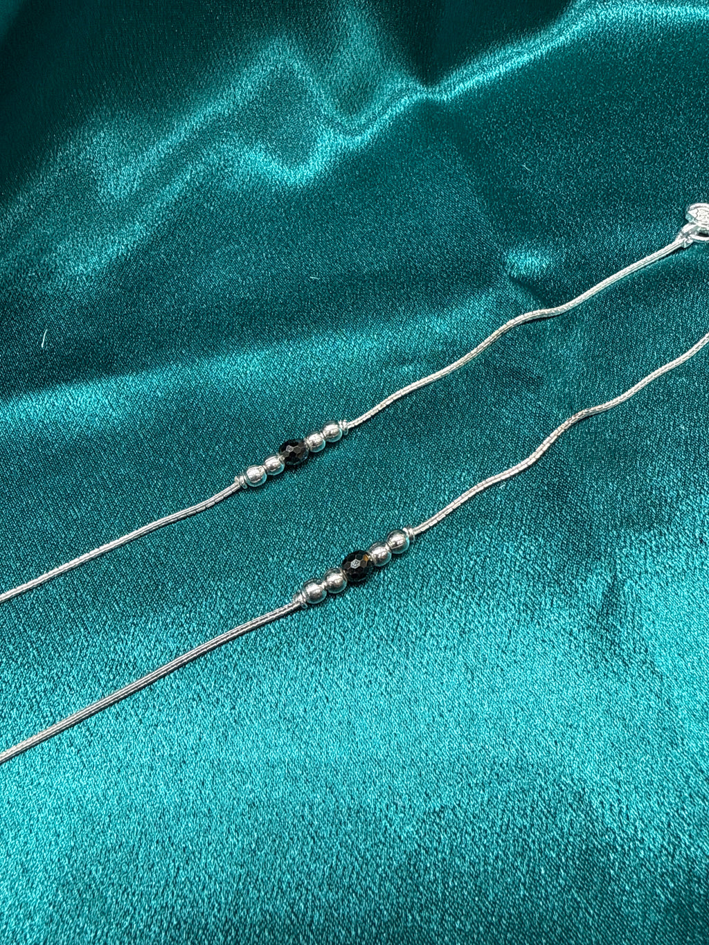 Kids fancy silver anklets (Size: 13-15 year old)