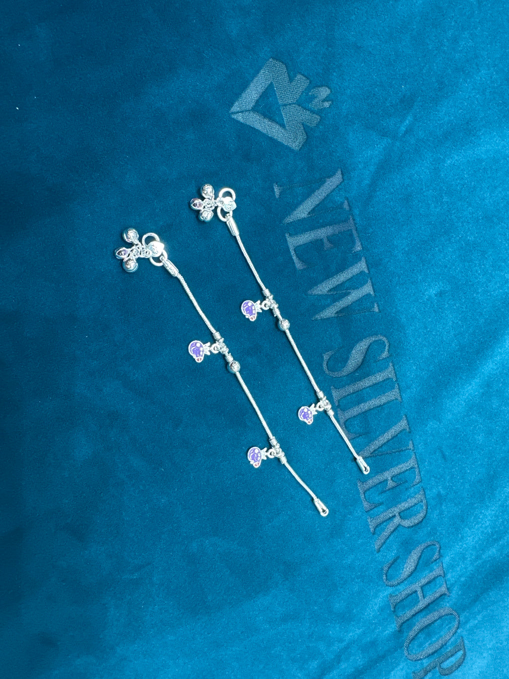 Baby fancy silver anklets (Size: 1-2 year old)