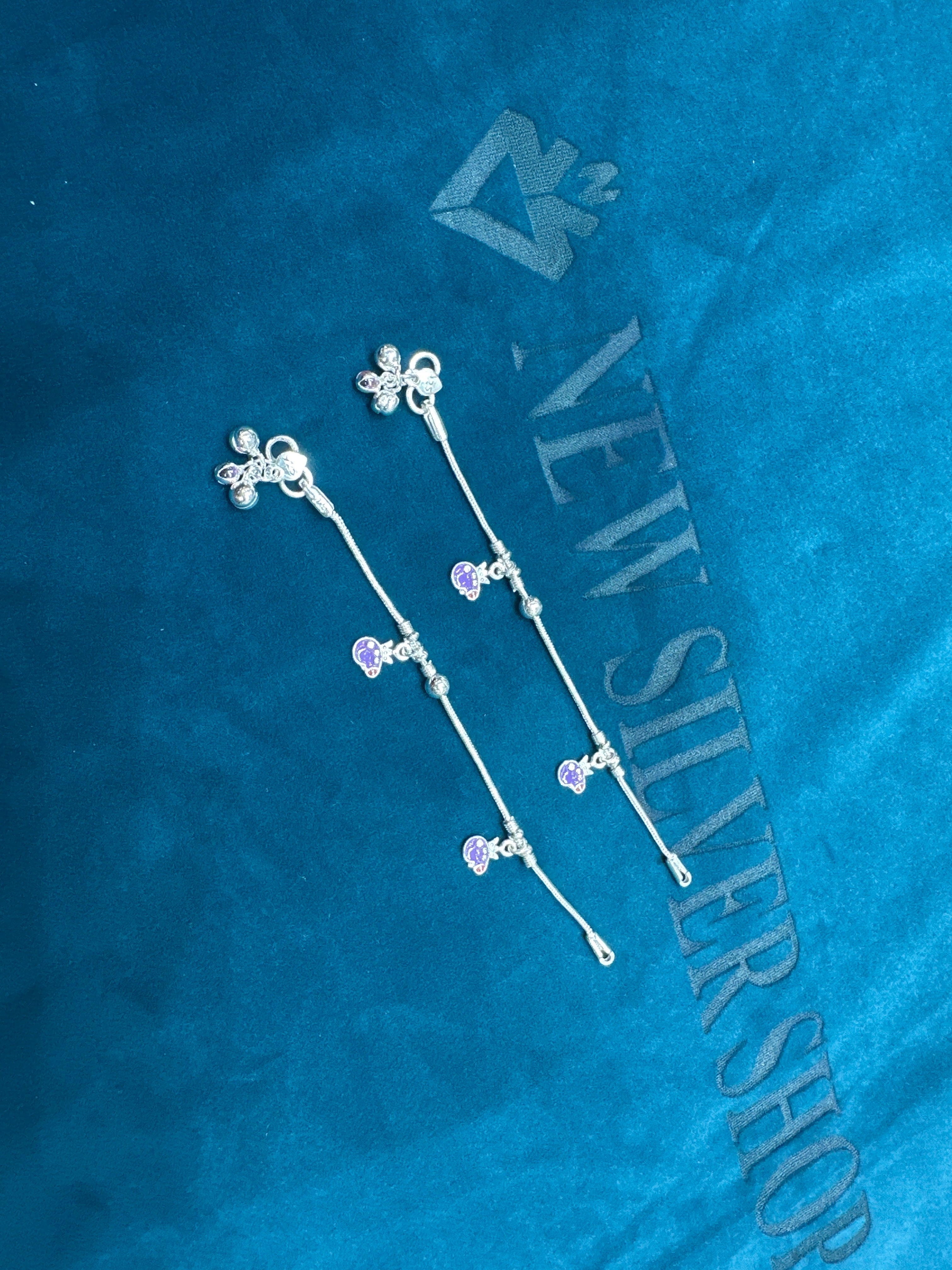 Baby fancy silver anklets (Size: 1-2 year old)
