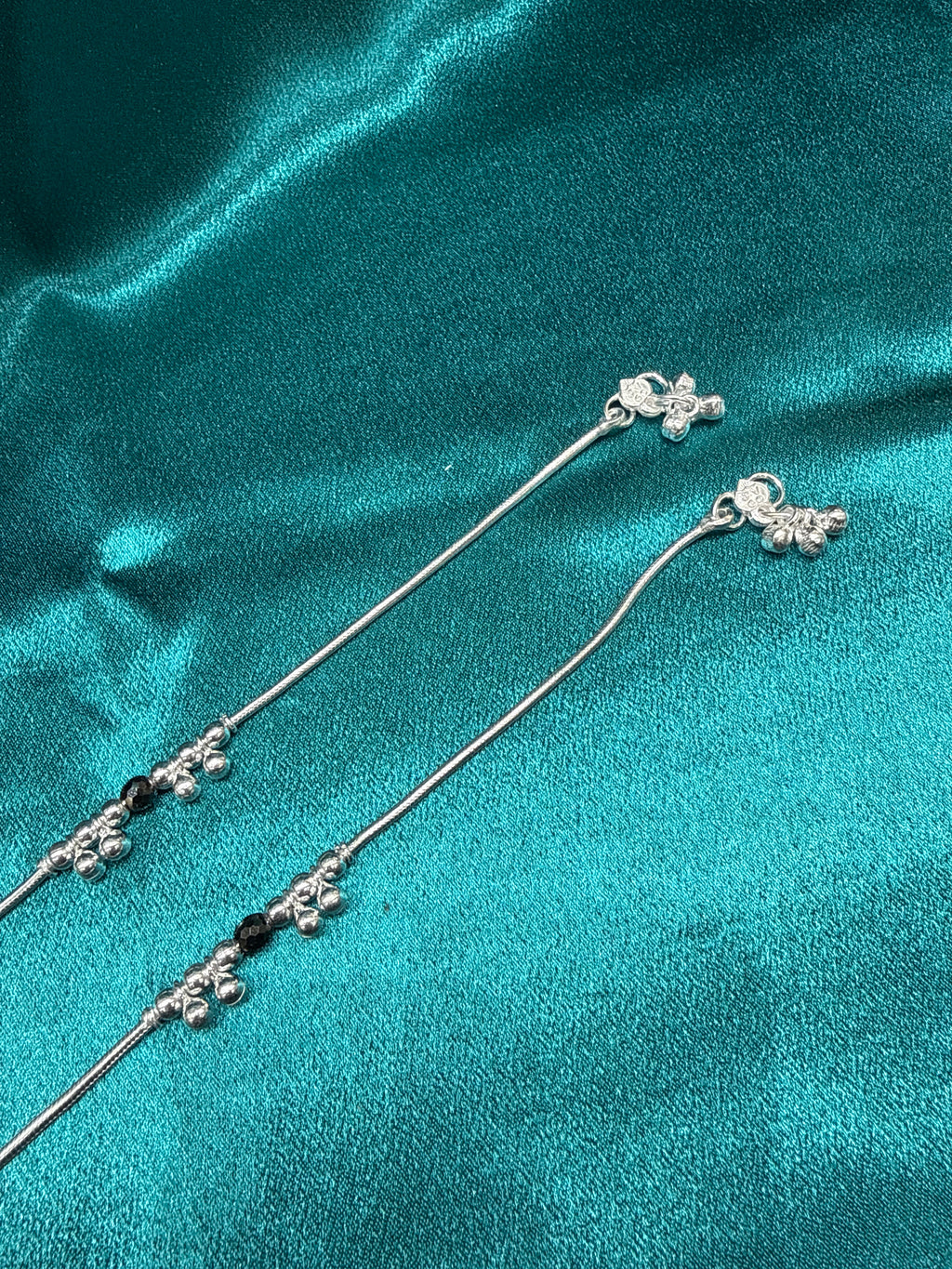 Kids fancy silver anklets (Size: 13-15 year old)